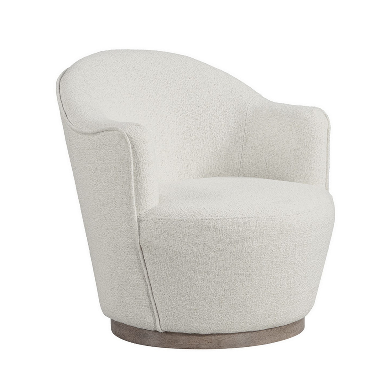 Sofi 32 Inch Plush Swivel Chair, Cushioned, Sloped Armrests, Off White- Saltoro Sherpi