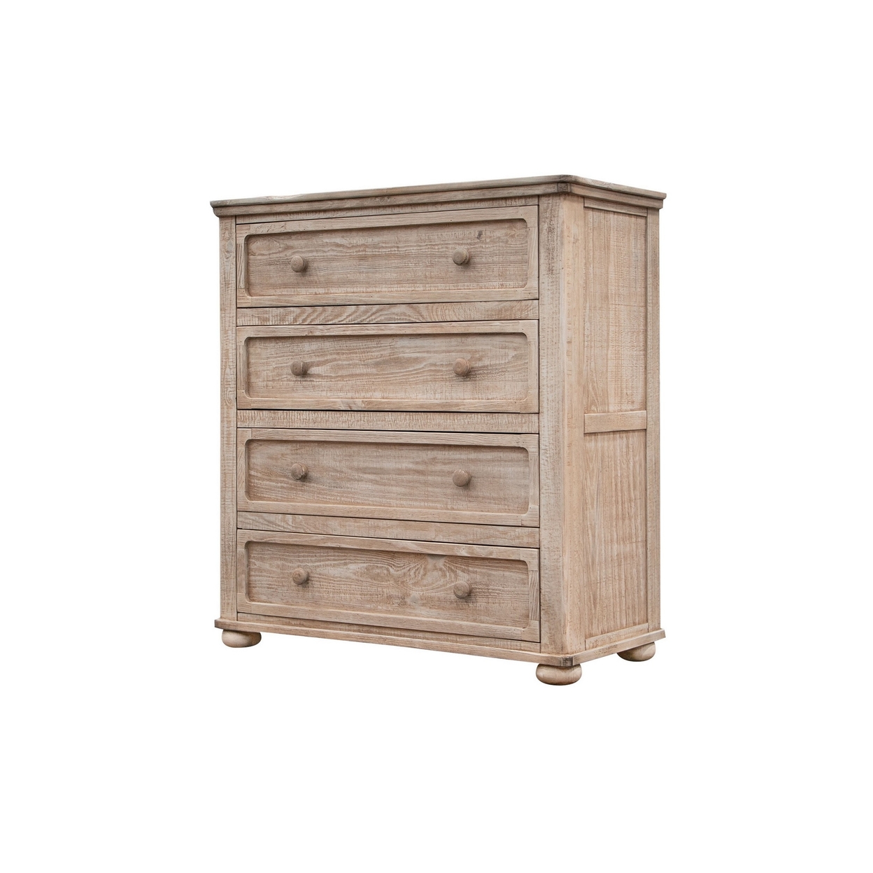 Nita 42 Inch Tall Dresser Chest, 4 Drawers, Solid Pine Wood, Natural Brown- Saltoro Sherpi