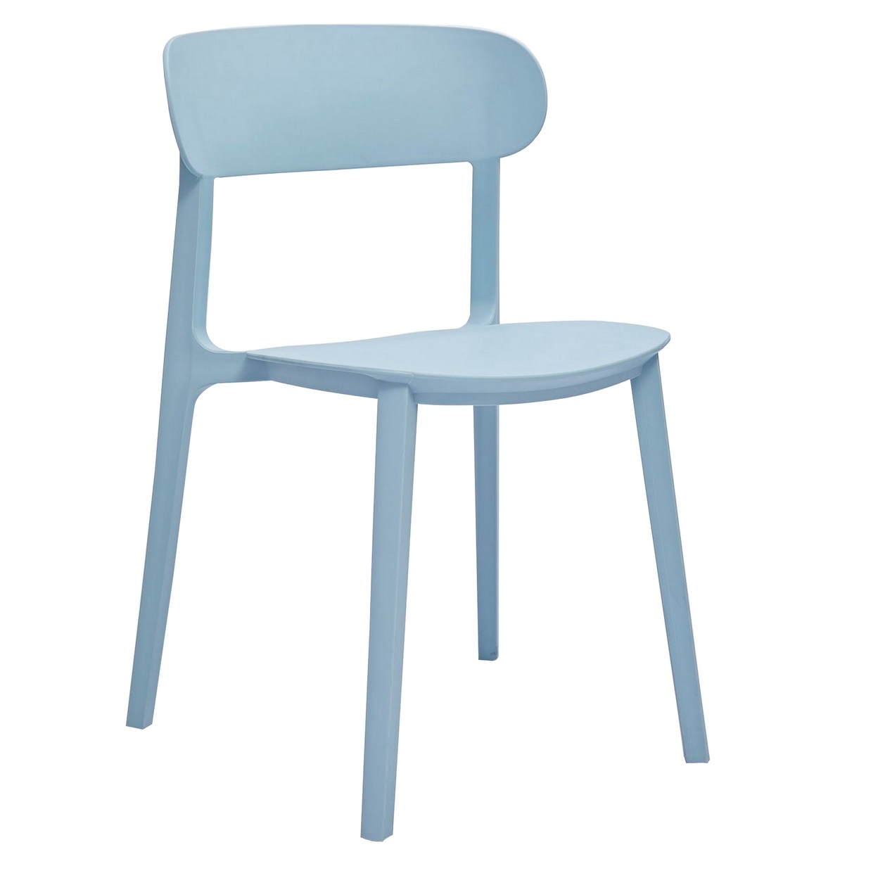 Qin 20 Inch Dining Side Chair, Set Of 4, Contoured Back, Curved Seat, Blue- Saltoro Sherpi