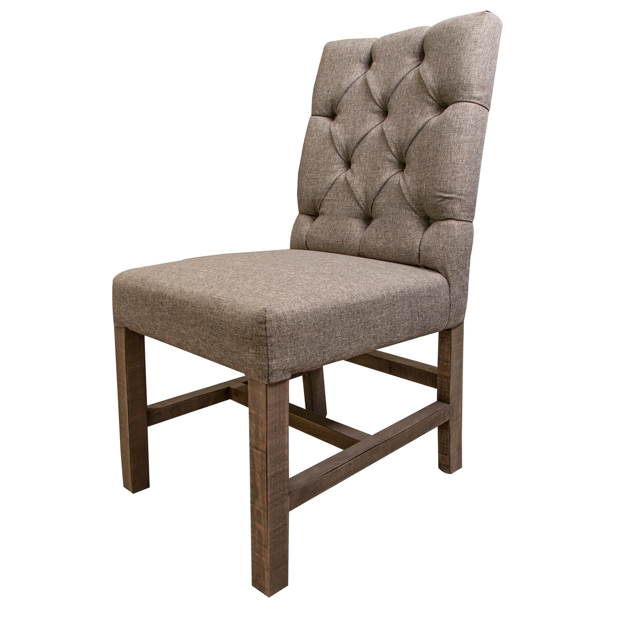 Ken 27 Inch Dining Chair, Set Of 2, Fabric Tufted Backrest, Gray Mango Wood- Saltoro Sherpi