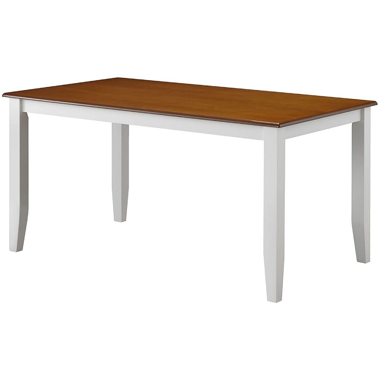 Zoy 60 Inch Rectangular Dining Table, Honey Oak Brown Top, White Frame- Saltoro Sherpi