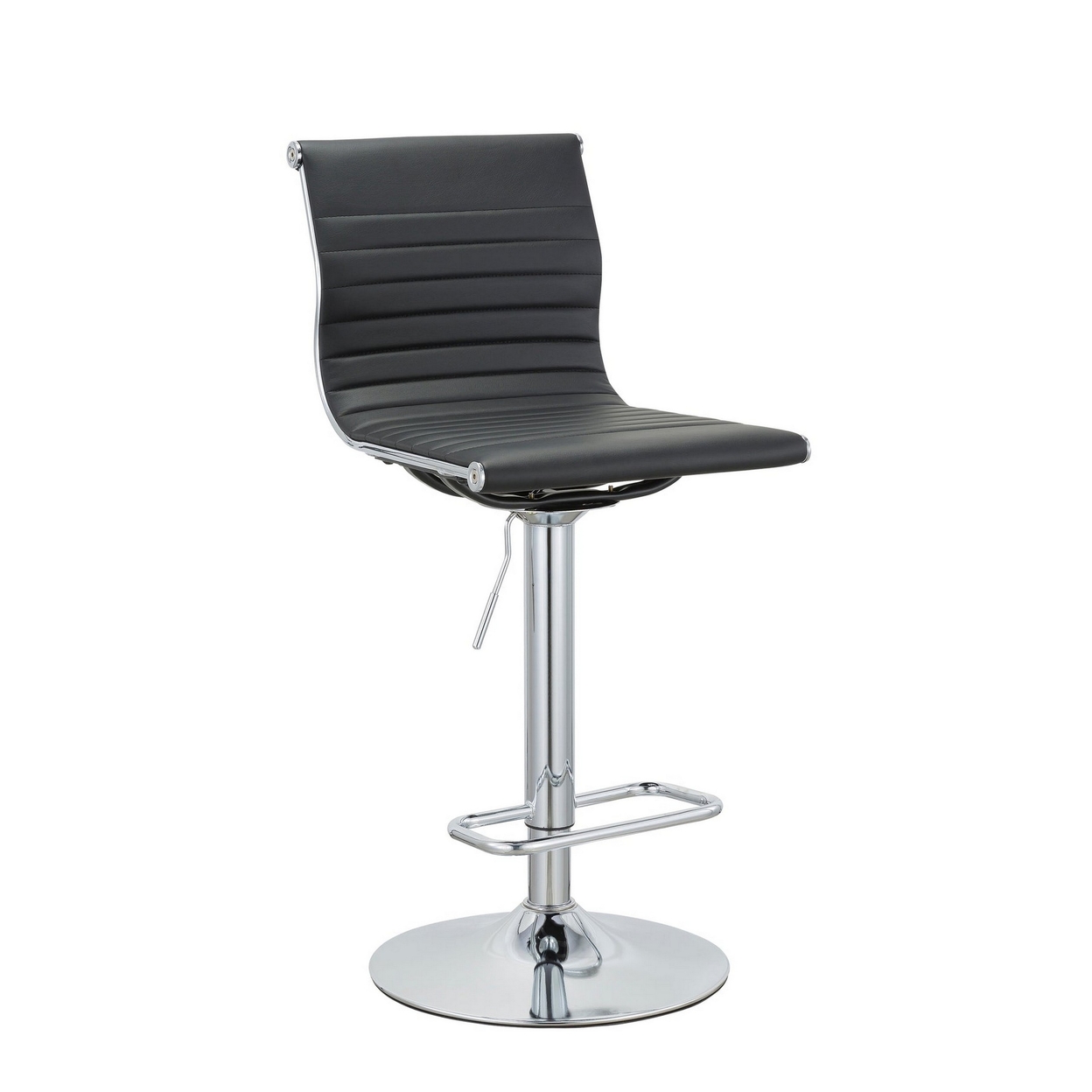 Beli 24-31 Inch Barstool Chair, Set Of 2, Adjustable Height, Chrome, Black- Saltoro Sherpi