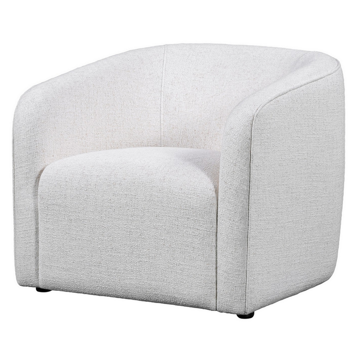 Lea 33 Inch Barrel Club Chair, Cushioned Seating, Off White Upholstery- Saltoro Sherpi