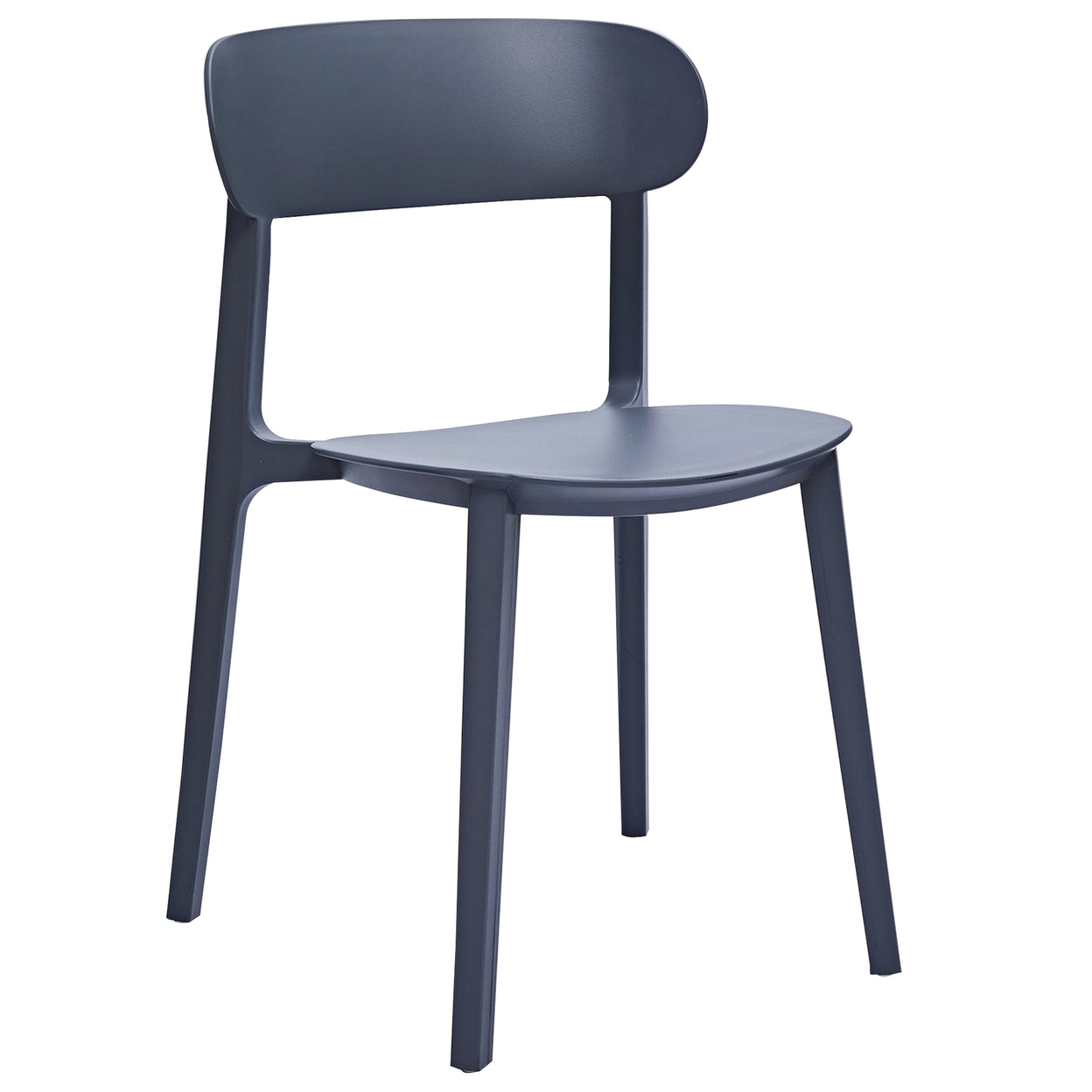Qin 20 Inch Dining Side Chair, Set Of 4, Contoured Back, Curved Seat, Gray- Saltoro Sherpi