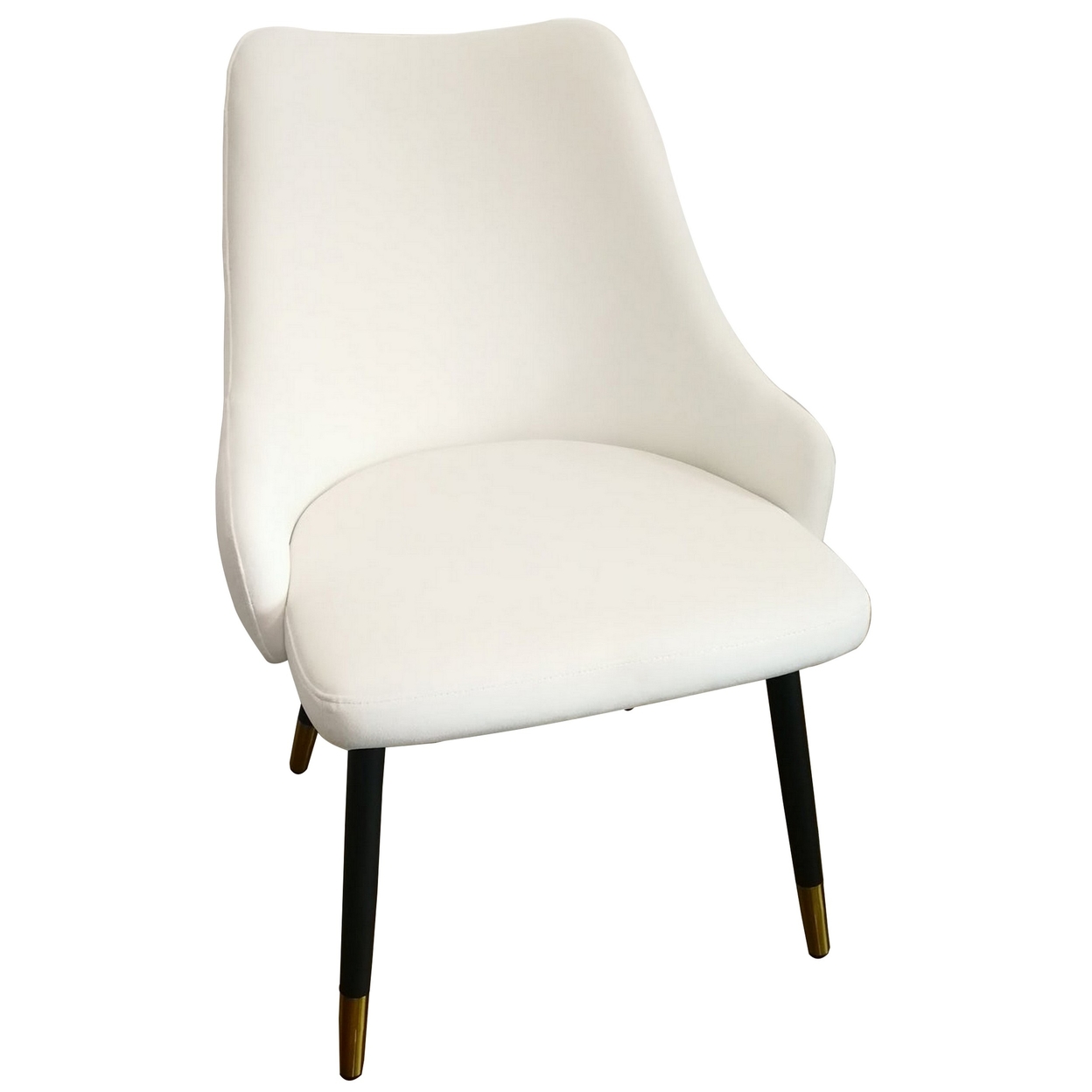 Zini 25 Inch Cushioned Dining Chair, Set Of 2, White, Black, Gold Metal- Saltoro Sherpi
