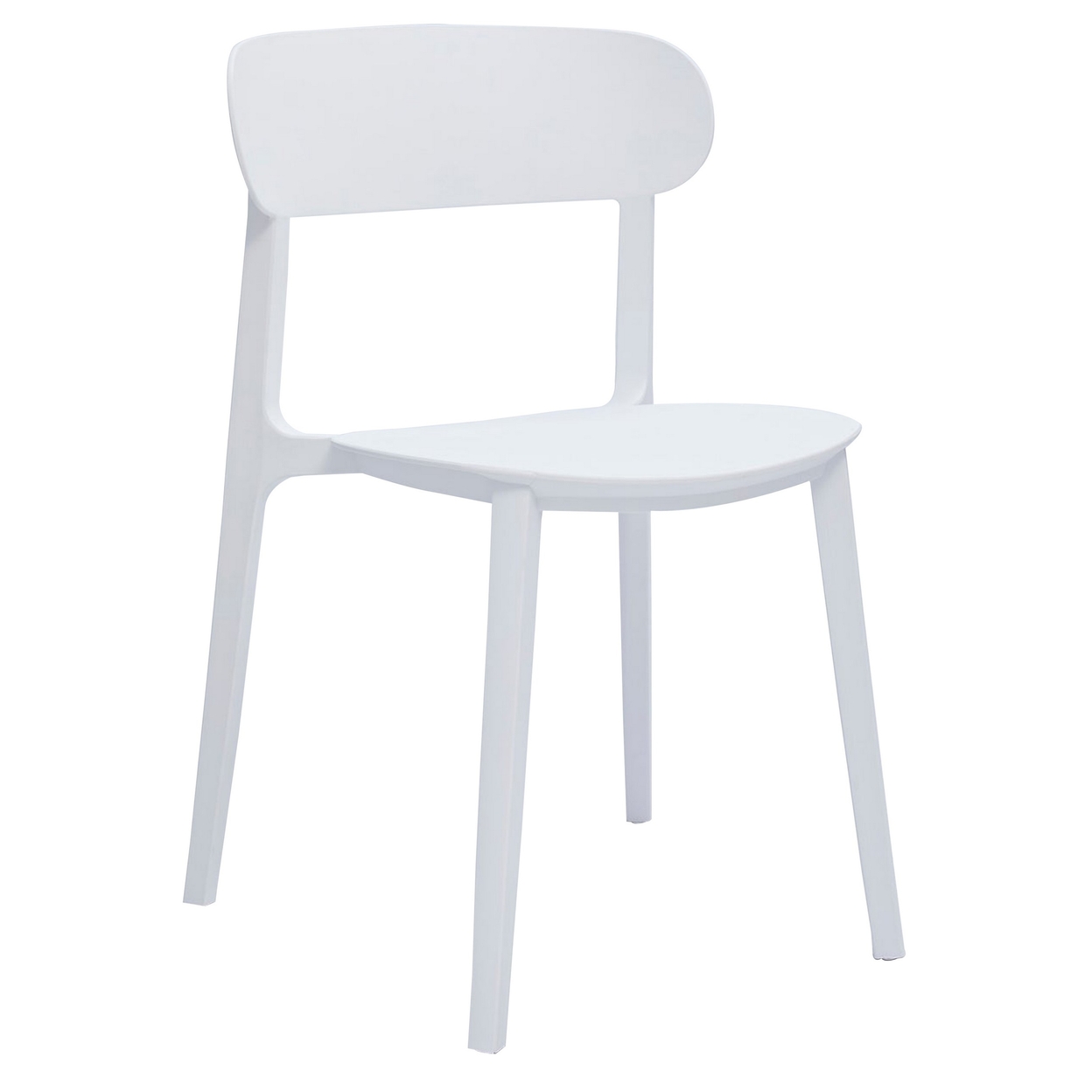 Qin 20 Inch Side Chair, Set Of 4, Contoured Backrest, Curved Seating, White- Saltoro Sherpi