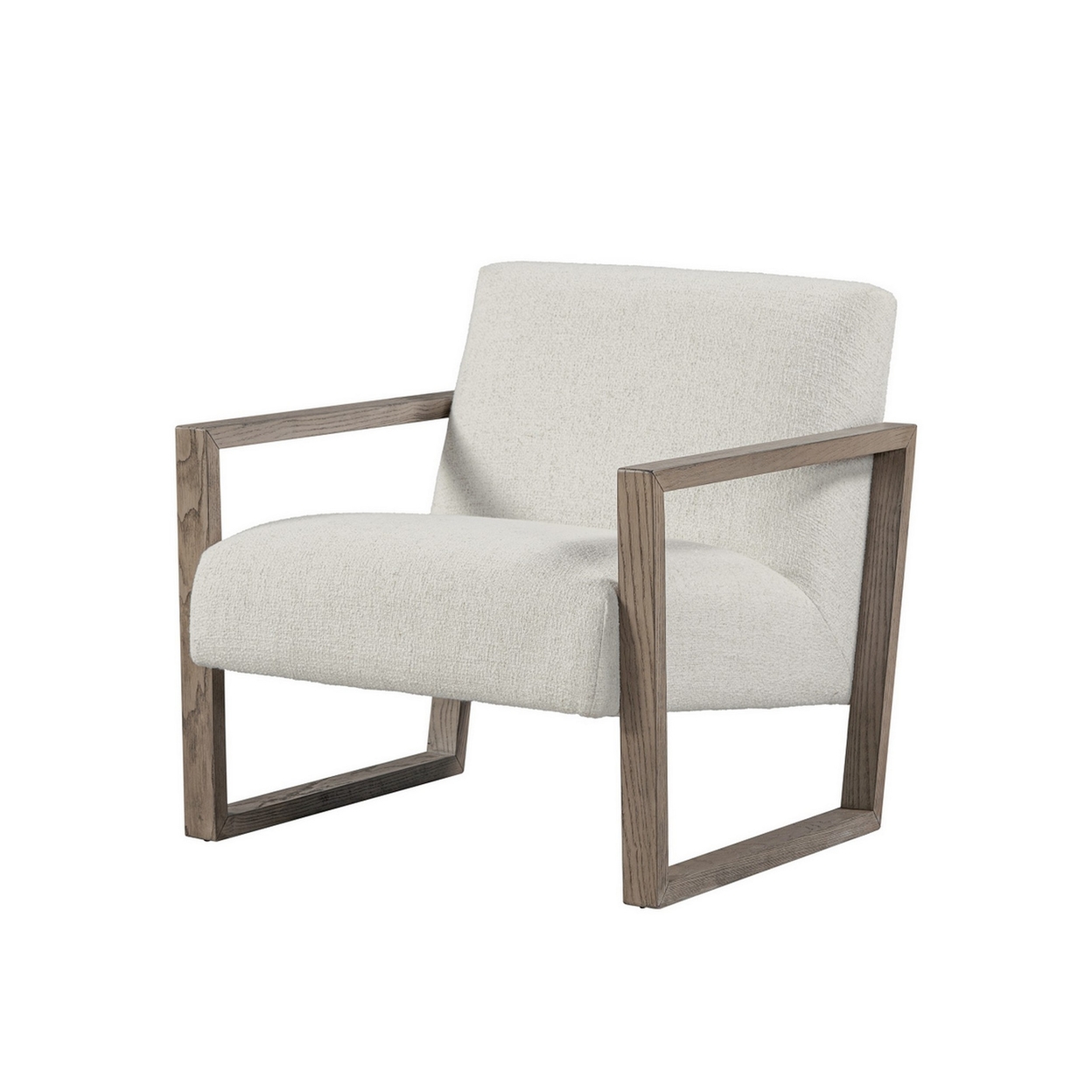 Cvi 31 Inch Armchair, Cushioned Seat, Taupe Framed Legs, Off White Finish- Saltoro Sherpi