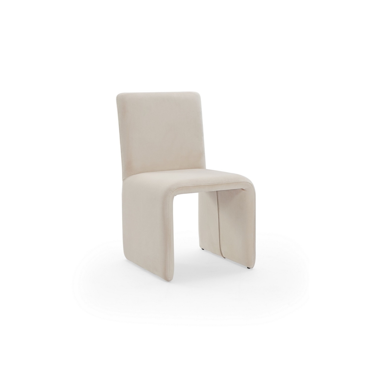 Winny 20 Inch Dining Chair, Waterfall Seat, Velvet Upholstery, Cream -Saltoro Sherpi