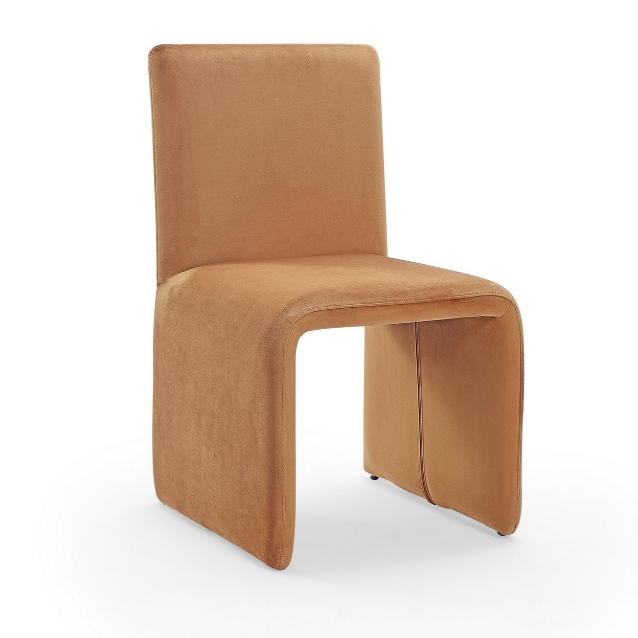 Winny 20 Inch Dining Chair, Waterfall Seat, Velvet Upholstery, Brown -Saltoro Sherpi