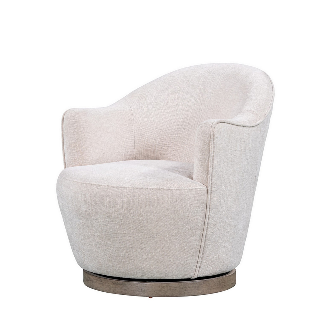 Sofi 32 Inch Plush Swivel Chair, Cushioned Seating, Cream White Upholstery- Saltoro Sherpi
