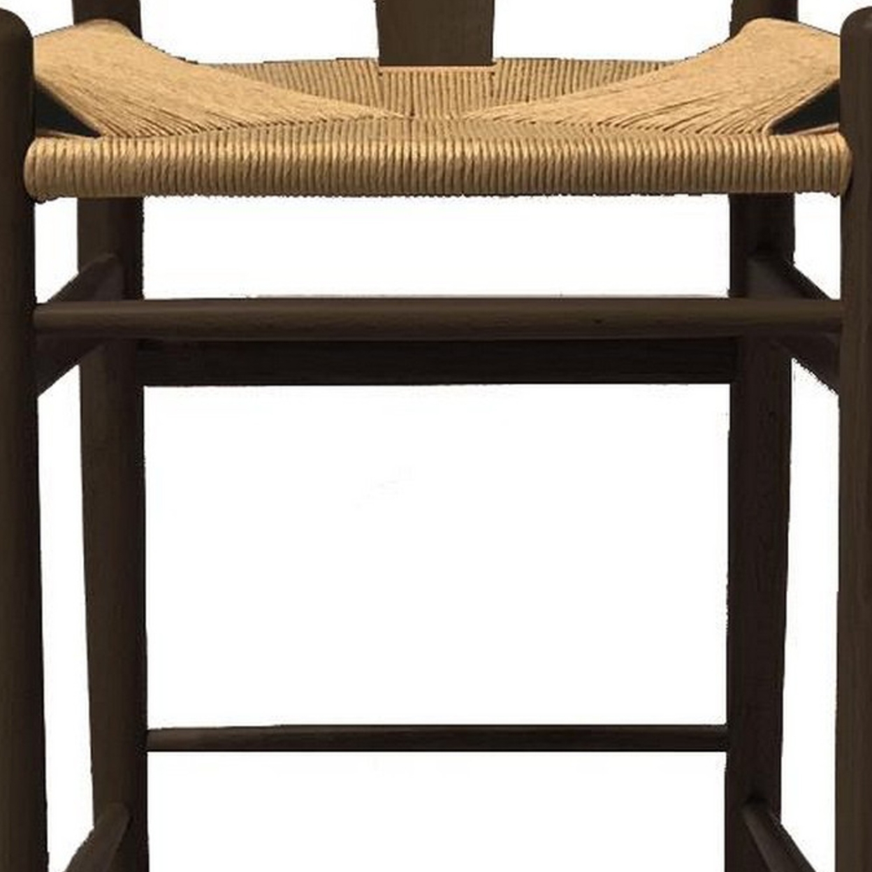 27 Inch Counter Stool Chair, Natural Cane Seat, Curved Back, Set Of 2, Black - Saltoro Sherpi