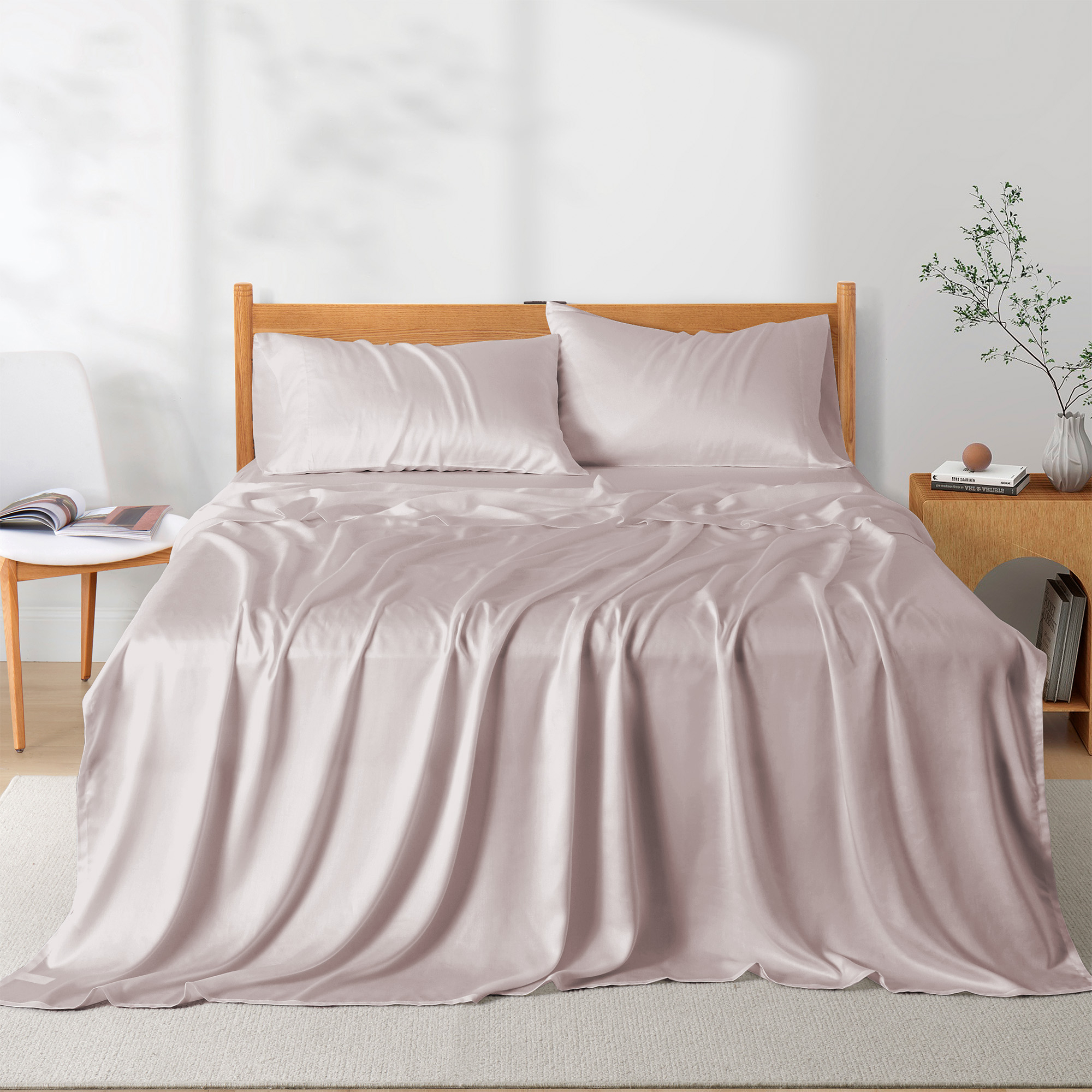Tencel Lyocell Bed Sheets Silky Soft & Smooth Breathable Sheets, Luxury Hotel Bedding - Queen Size