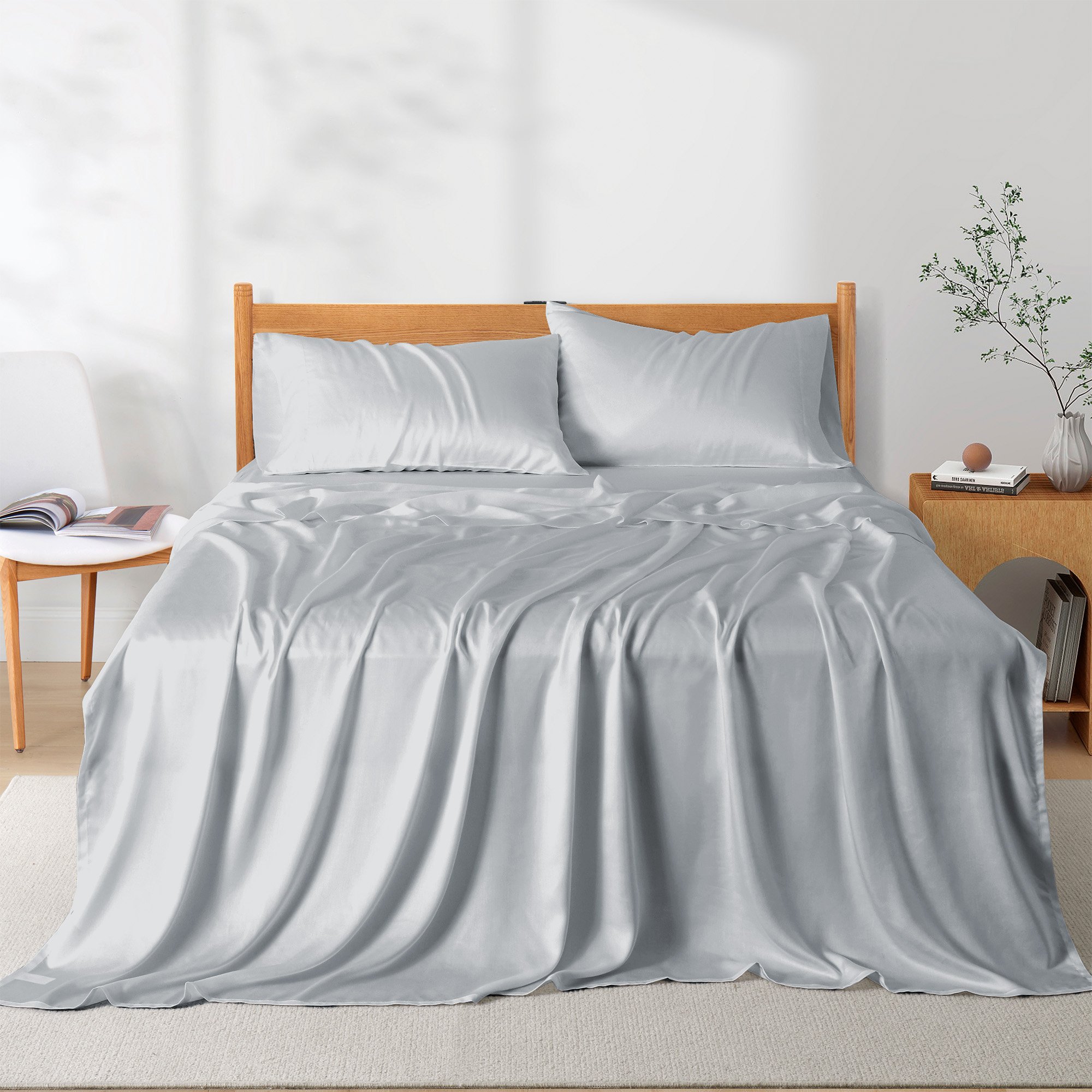 Premium Moisture-wicking Lyocell Tencel Sheet Set - 4pc - 2 Pillowcases 1 Fitted 1 Flat - Twin Size