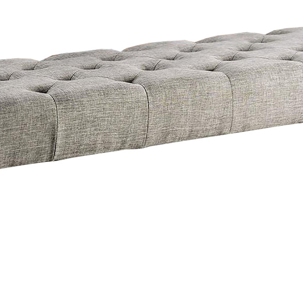 48 Inches Bench With Tufted Seat And Chamfered Legs, Light Gray- Saltoro Sherpi