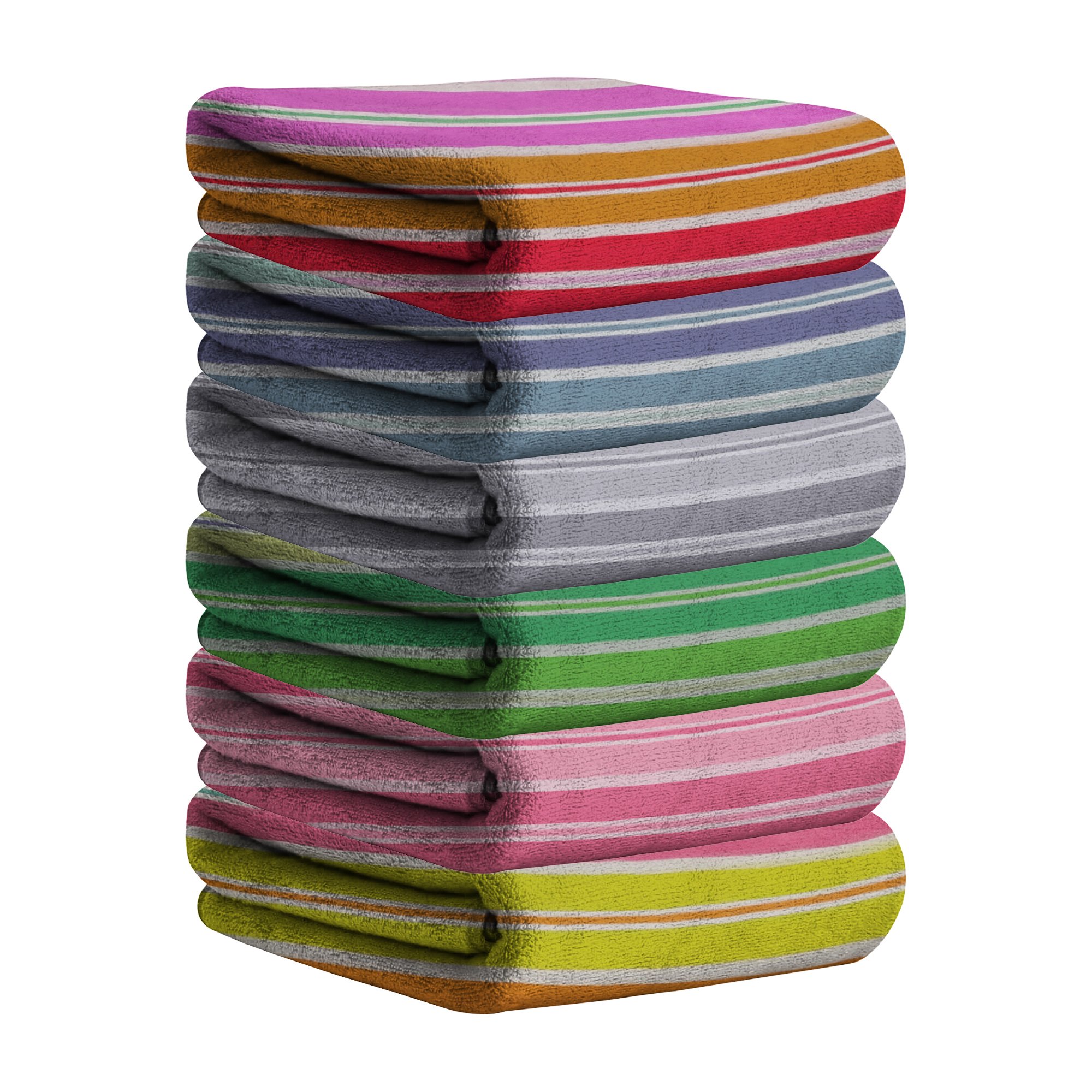 4-Pack: 28x60 Ultra-Soft Bright Printed Velour Pool Beach Lightweight Towel - Polka Dot