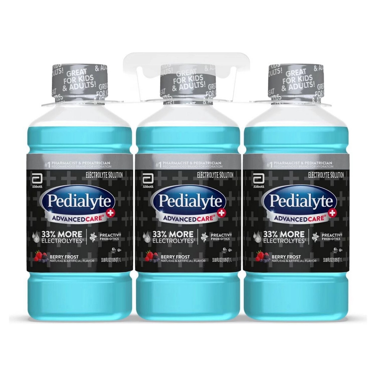 Pedialyte AdvancedCare Plus Electrolyte Solution, Berry Frost, 33.8 Fl Oz (3 Pk)