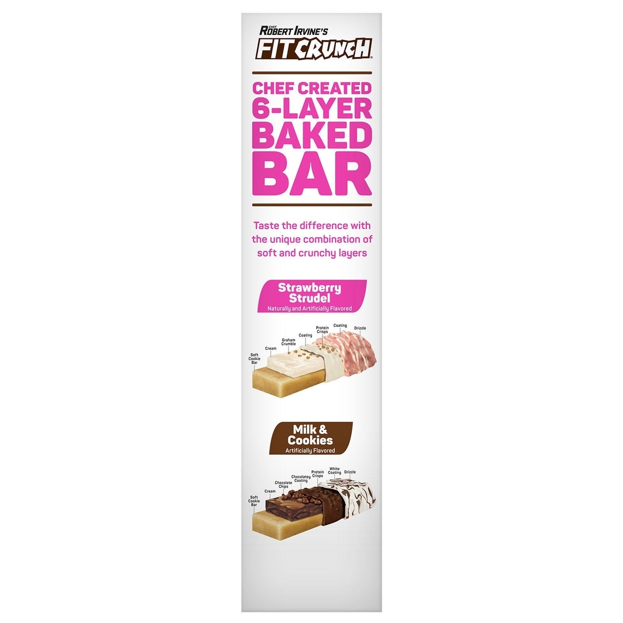 FITCRUNCH High Protein Baked Bars, Strawberry Strudel And Milk & Cookies (18 Ct)