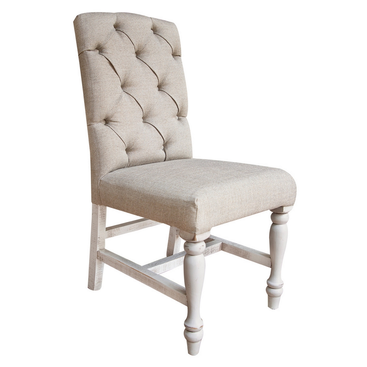 Ria 22 Inch Dining Chair, Set Of 2, Mango Wood, Parson Tufted Back, White- Saltoro Sherpi