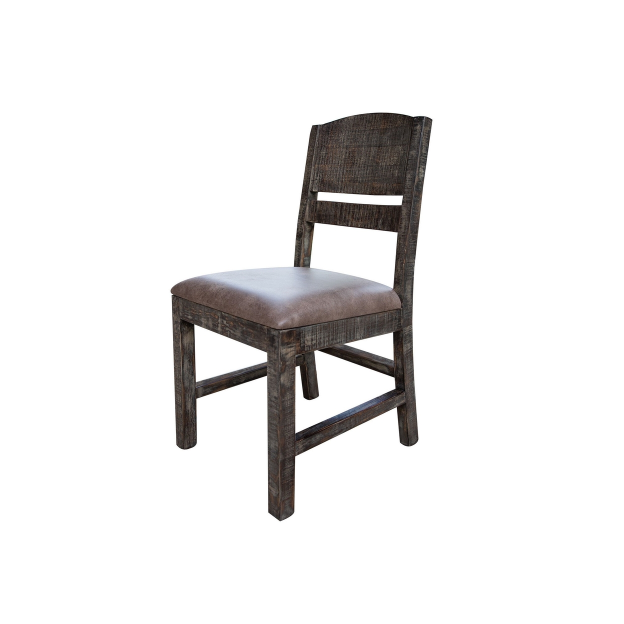 Noa 34 Inch Dining Chair, Solid Pine Wood, Panel Back, Distressed Brown- Saltoro Sherpi