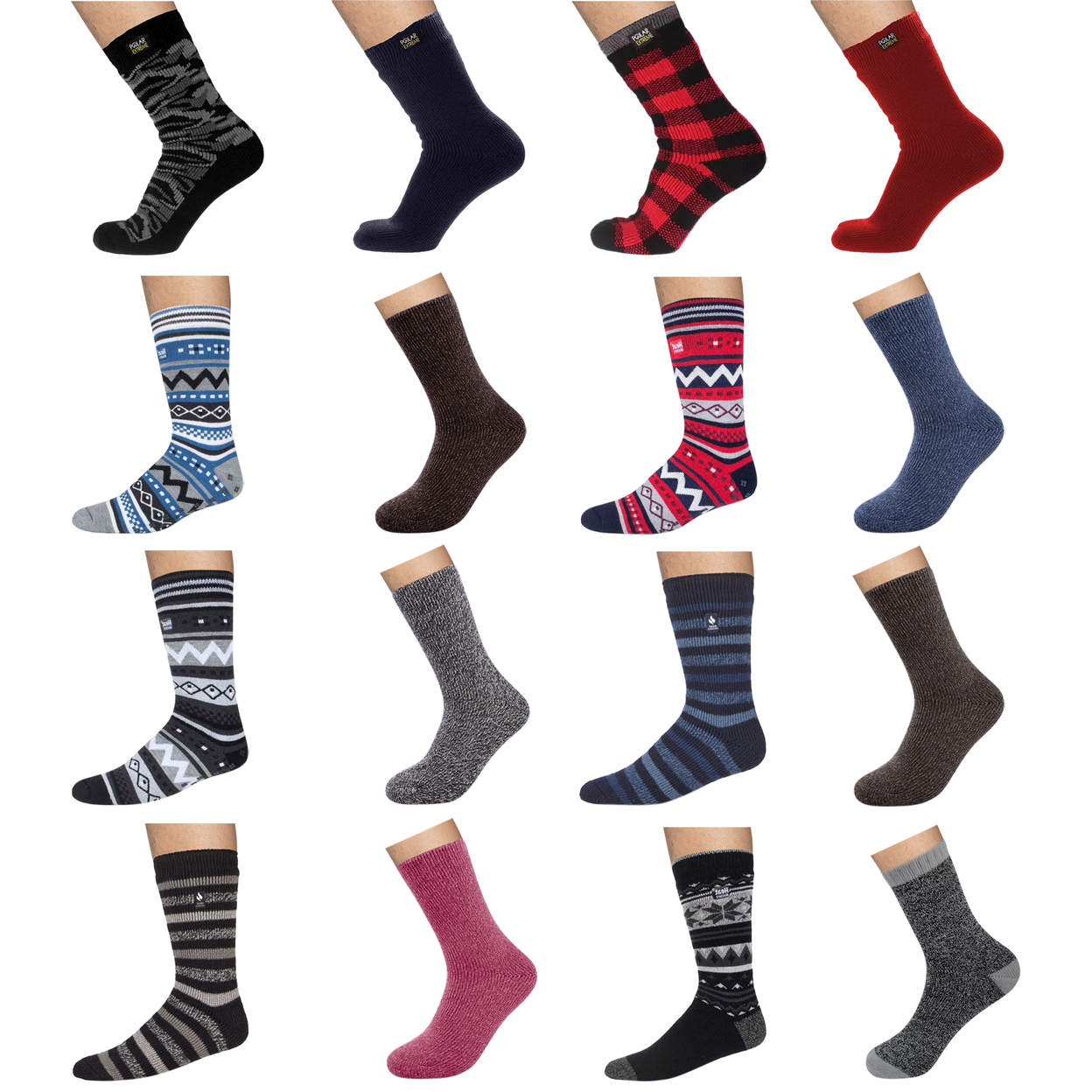 Multi-Pairs: Men's Polar Extreme Insulated Thermal Ultra-Soft Winter Warm Crew Socks - 2-pack