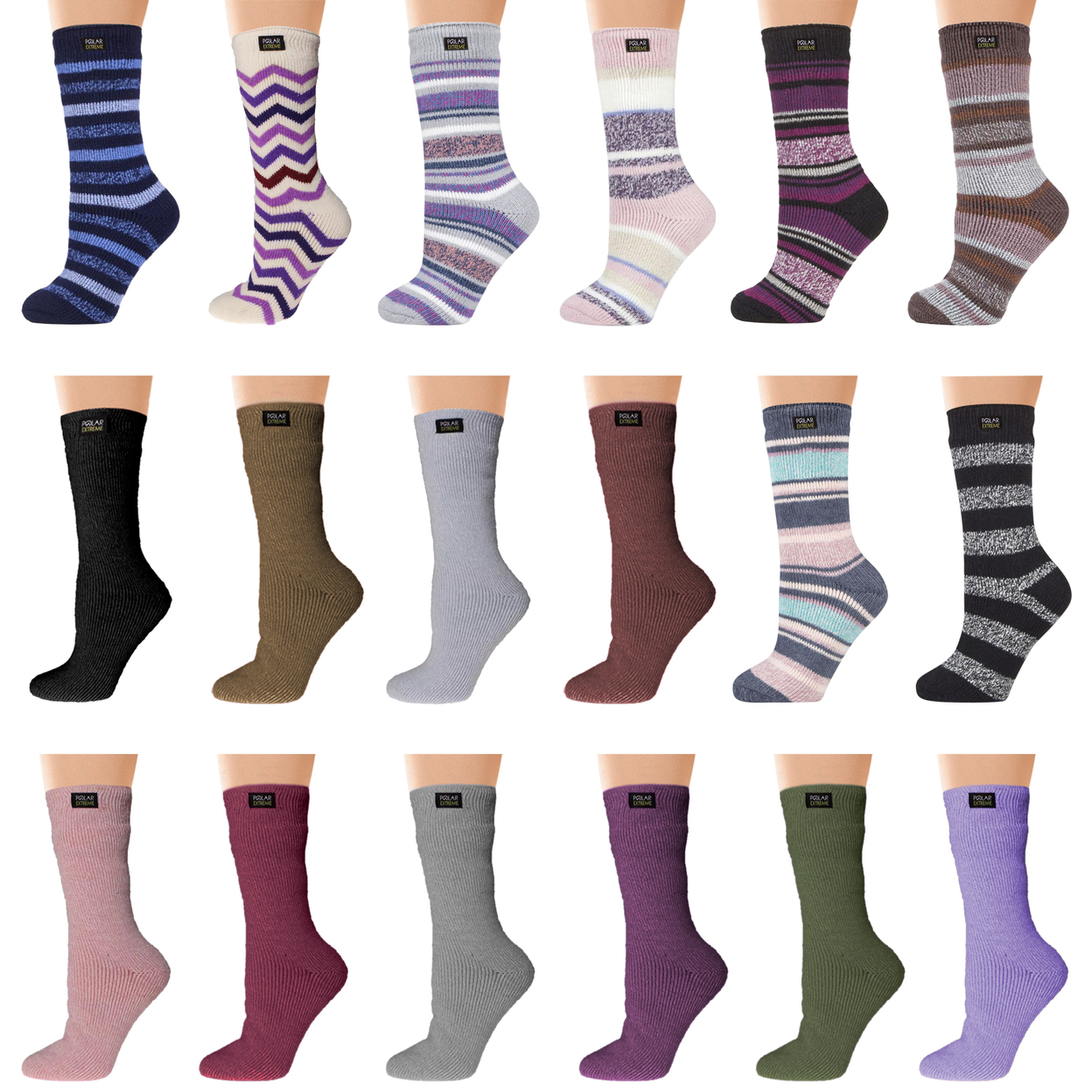 Multi-Pairs: Women's Polar Extreme Insulated Thermal Ultra-Soft Winter Warm Crew Socks - 4-pack