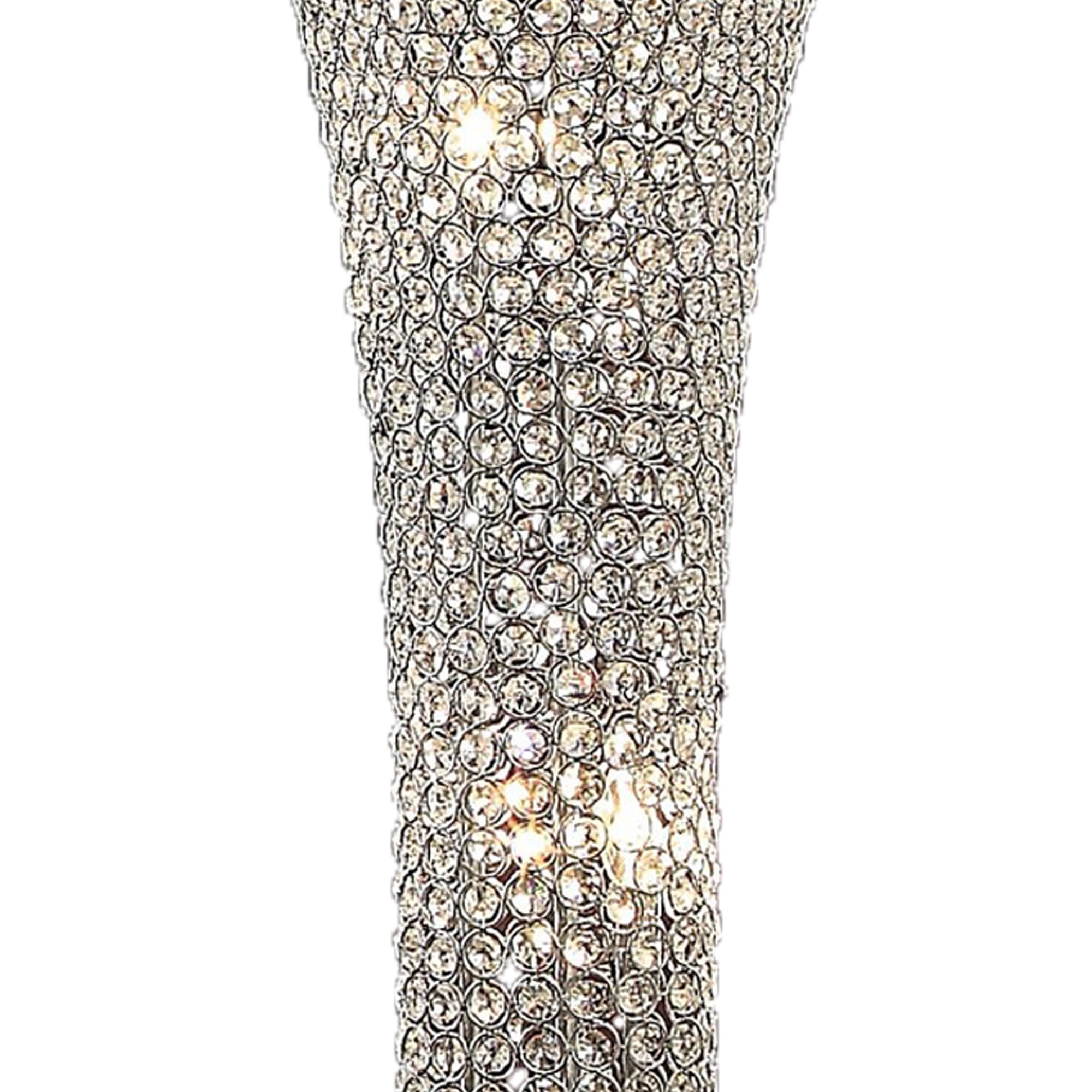 Wren 54 Inch Floor Lamp, Crystal Base With Subtle Curve, Metal, Silver -Saltoro Sherpi