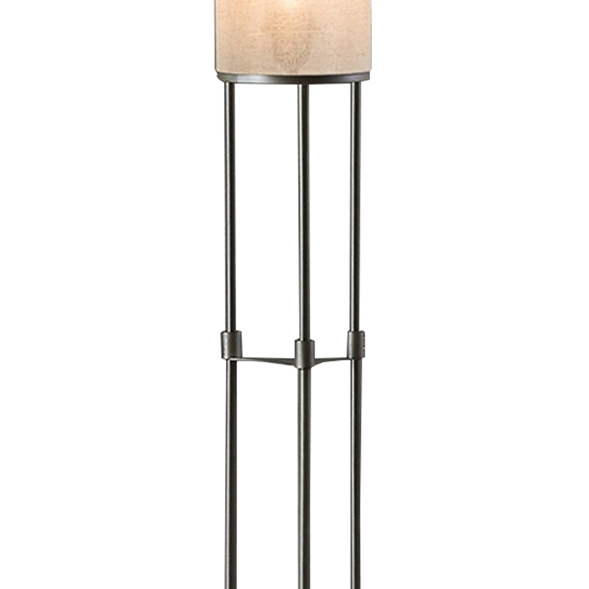Zen 67 Inch Floor Lamp, 3 Drum Fabric Shades, Round Metal Base, Gray -Saltoro Sherpi