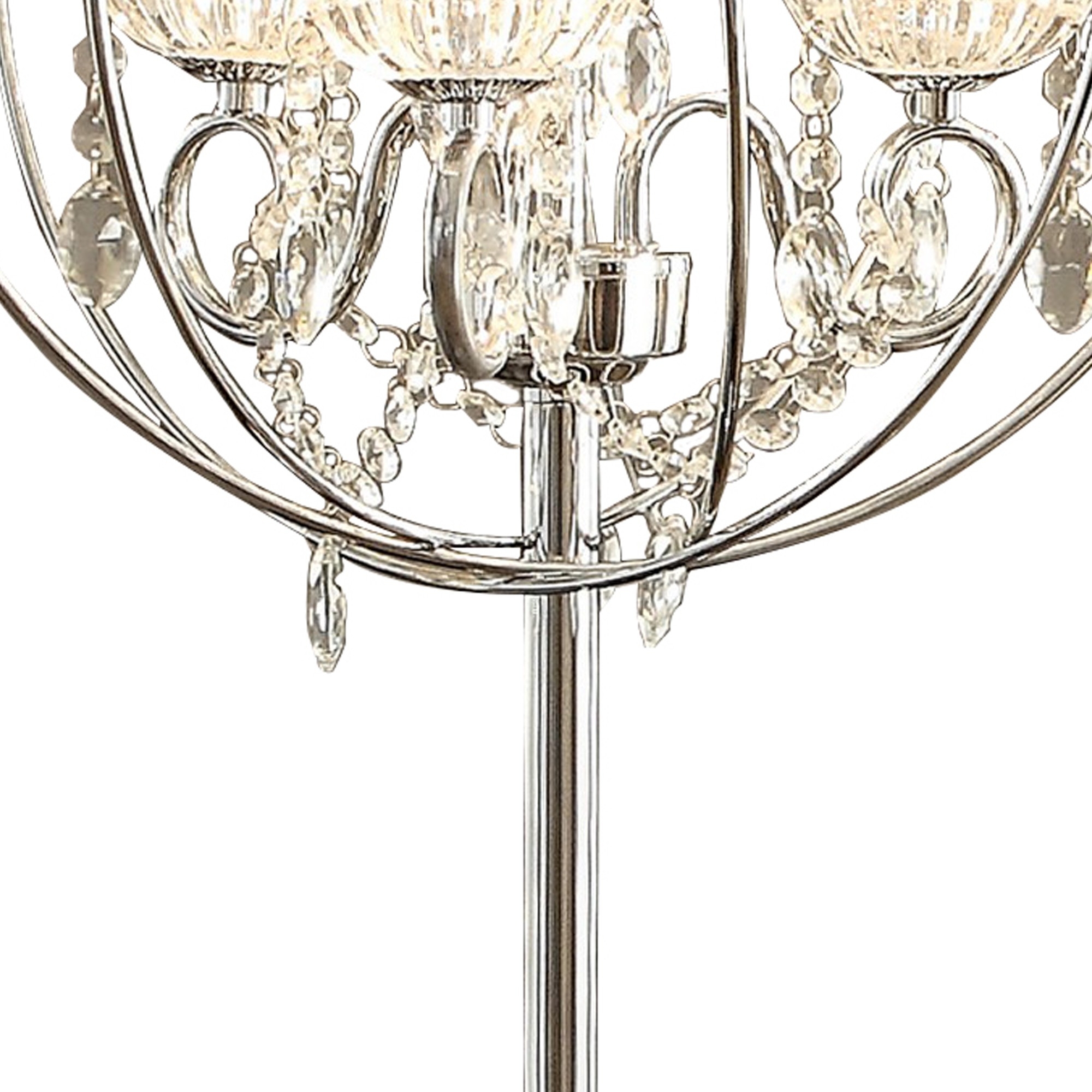 Shine 31 Inch Table Lamp, Chandelier Style, Crystal And Metal, Chrome -Saltoro Sherpi