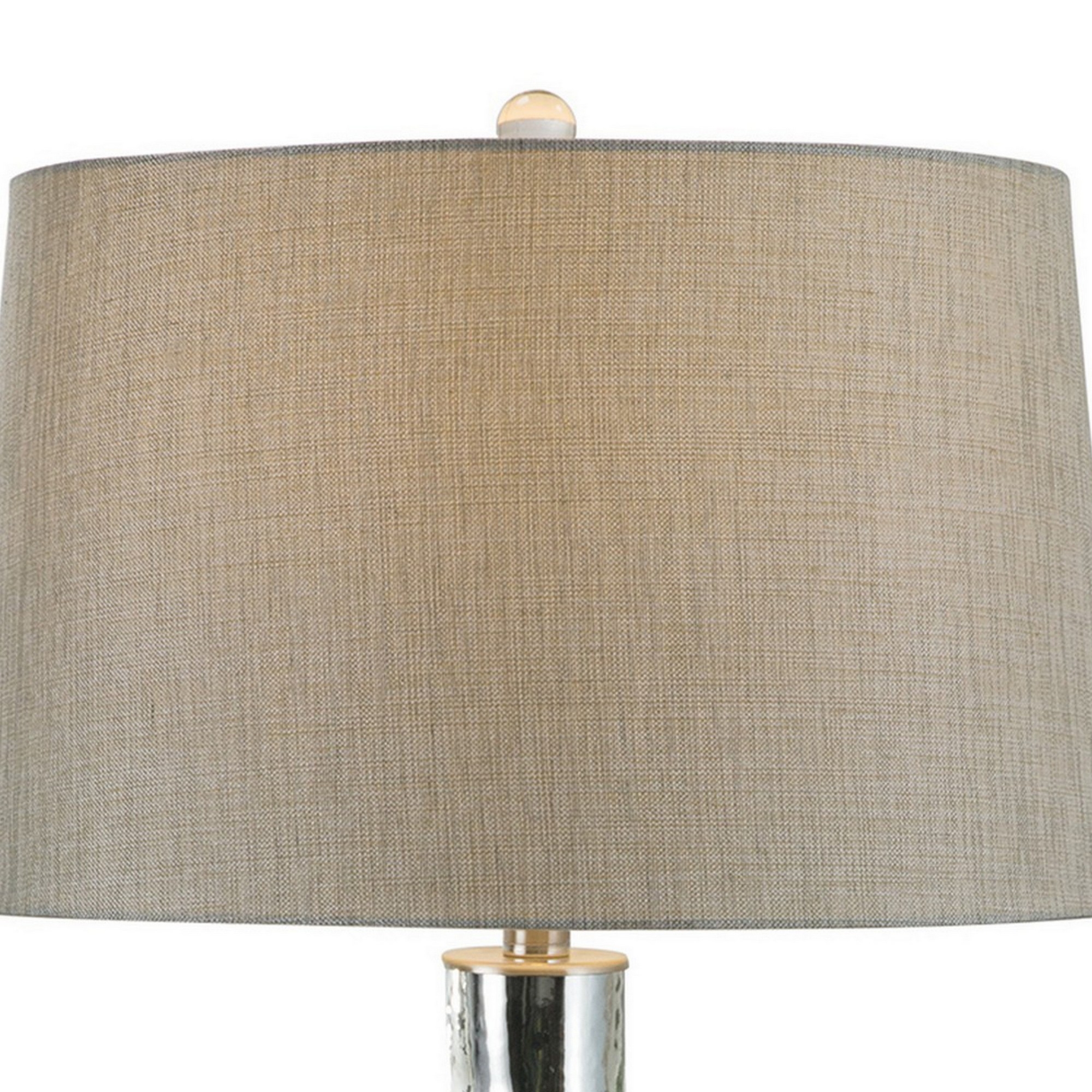 32 Inch Table Lamp With Traditional Base, Empire Shade, Glass, Chrome -Saltoro Sherpi