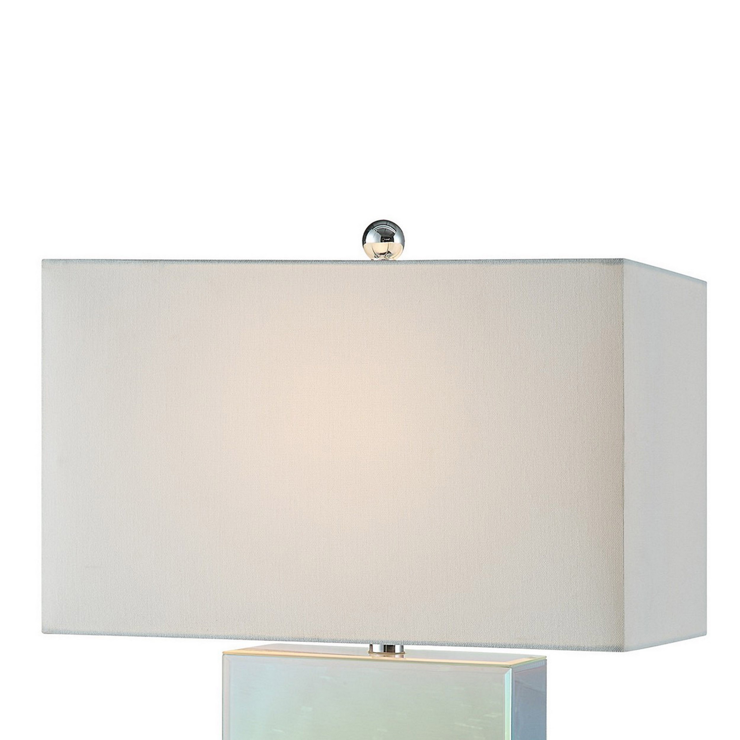 26 Inch Table Lamp, Rectangular Stand, Set Of 2, Glass, Multitone White -Saltoro Sherpi