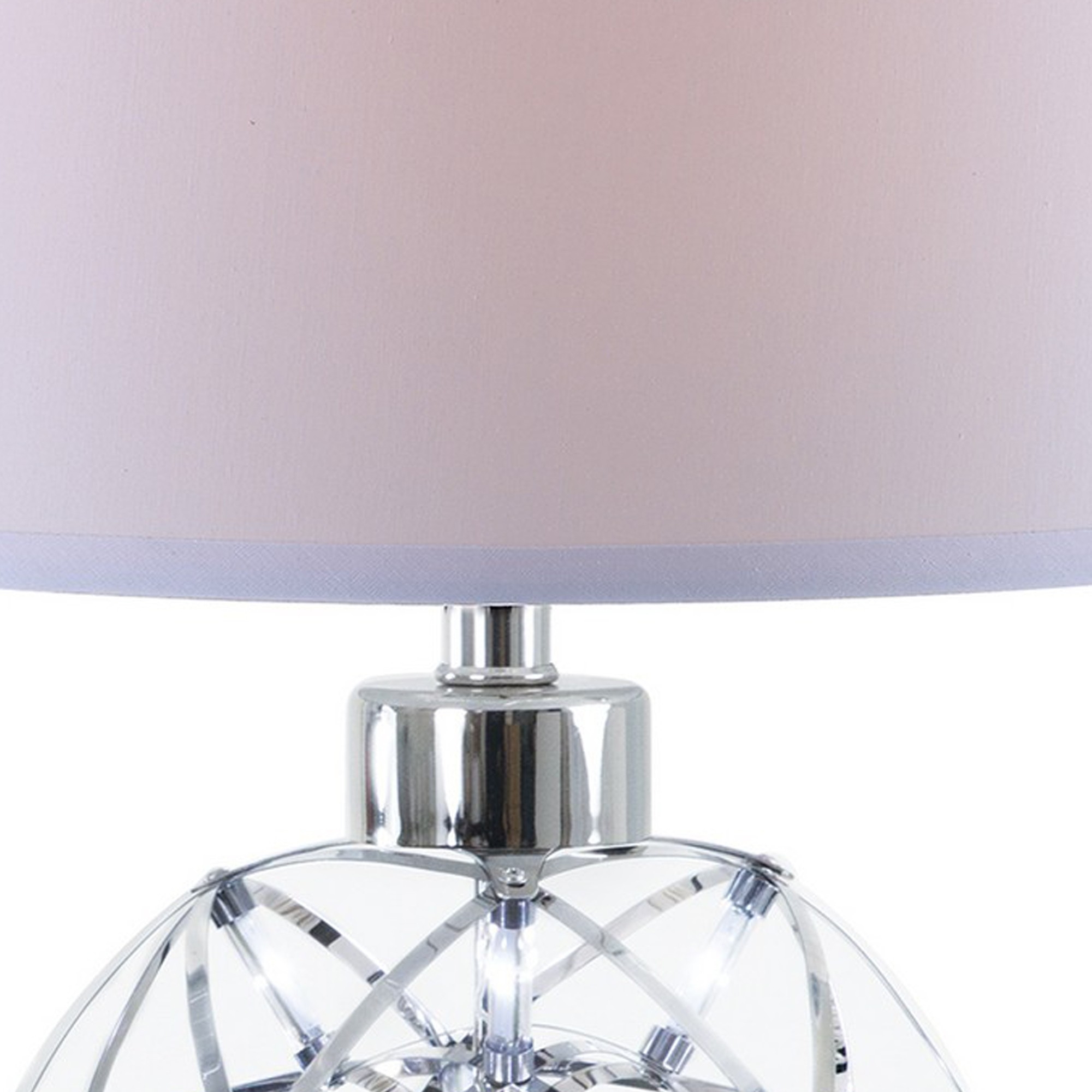 Cue 25 Inch Table Lamp, Empire Fabric Shade, Accent Nickel Round Base -Saltoro Sherpi