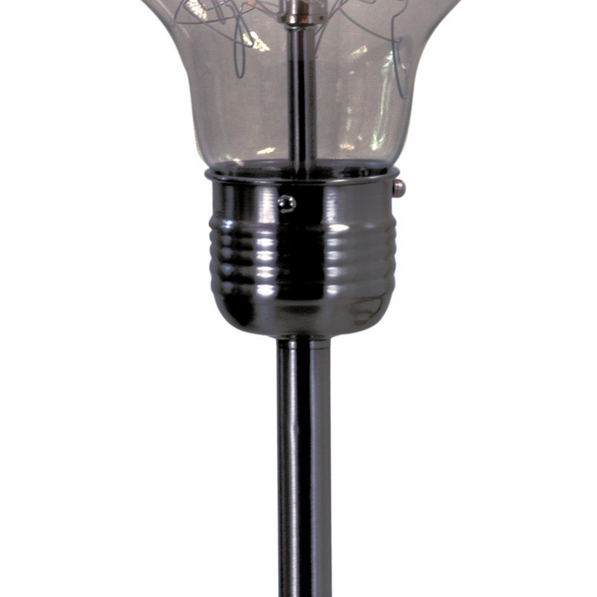 Febe 26 Inch Table Lamp, Large Bulb Shade, Glass, Metal, Black Nickel -Saltoro Sherpi