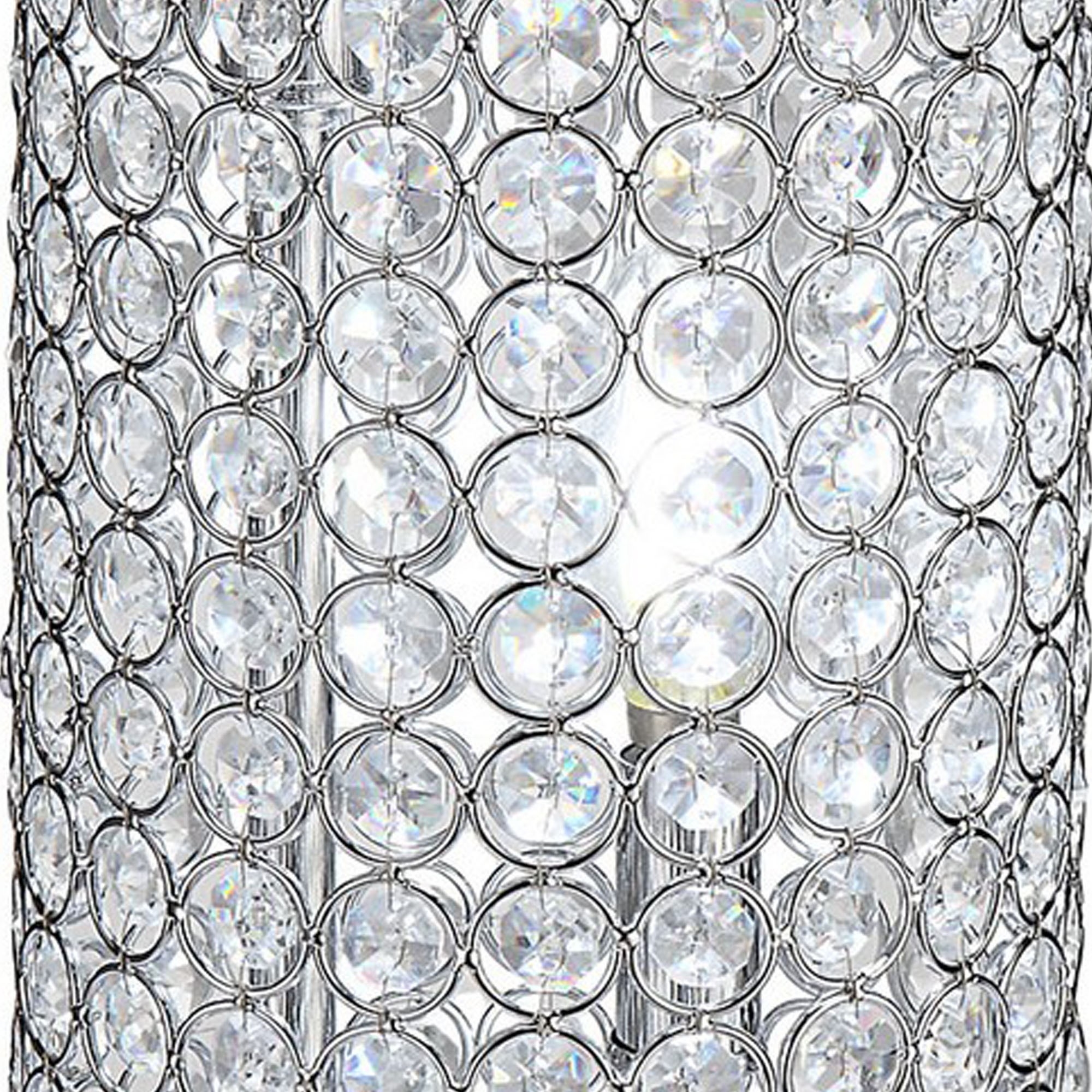 21 Inch Table Lamp, Crystal Stand, Open-Top Design, Silver Finished Metal -Saltoro Sherpi