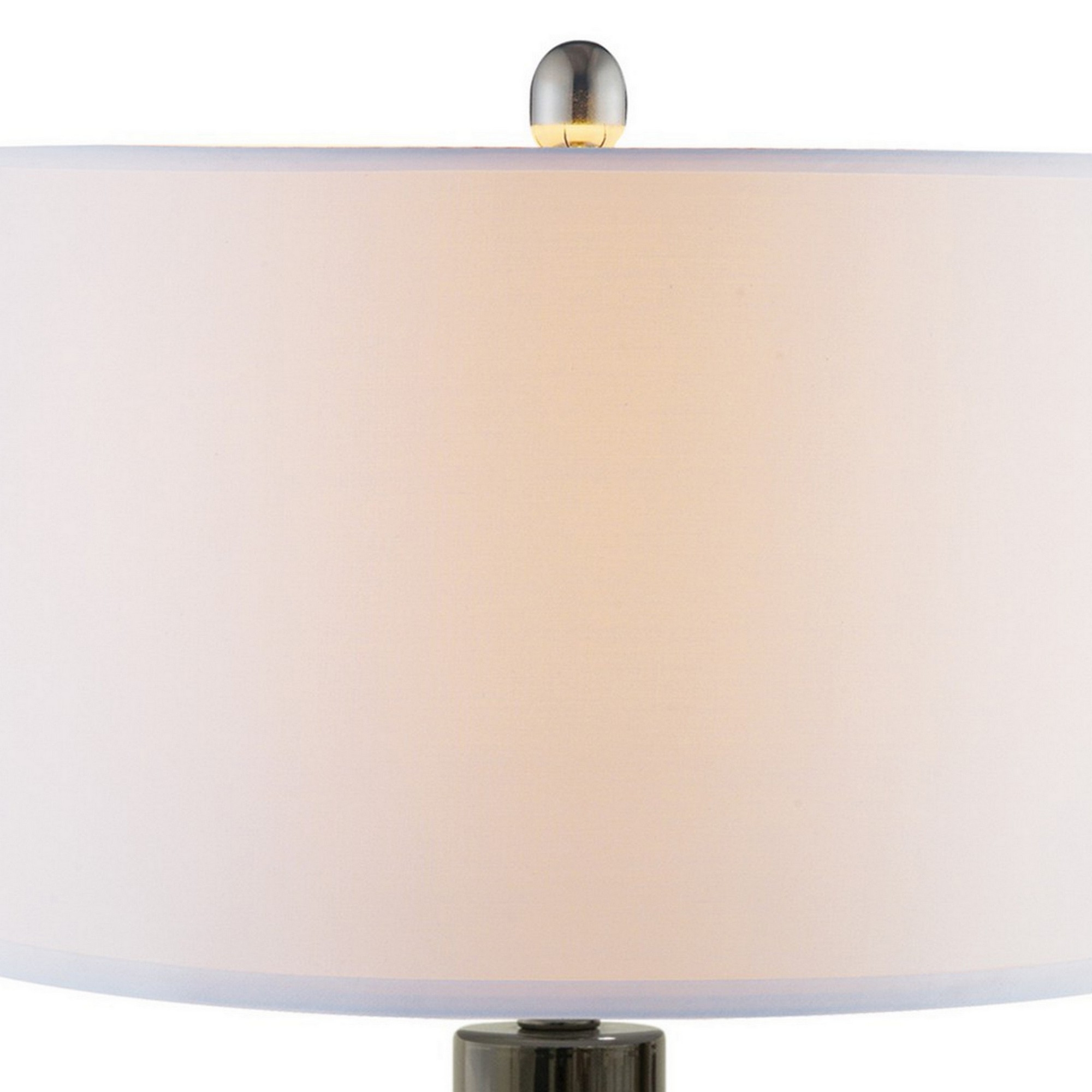 26 Inch Table Lamp, LED Night Light Base, Empire Shade, Silver Gray -Saltoro Sherpi