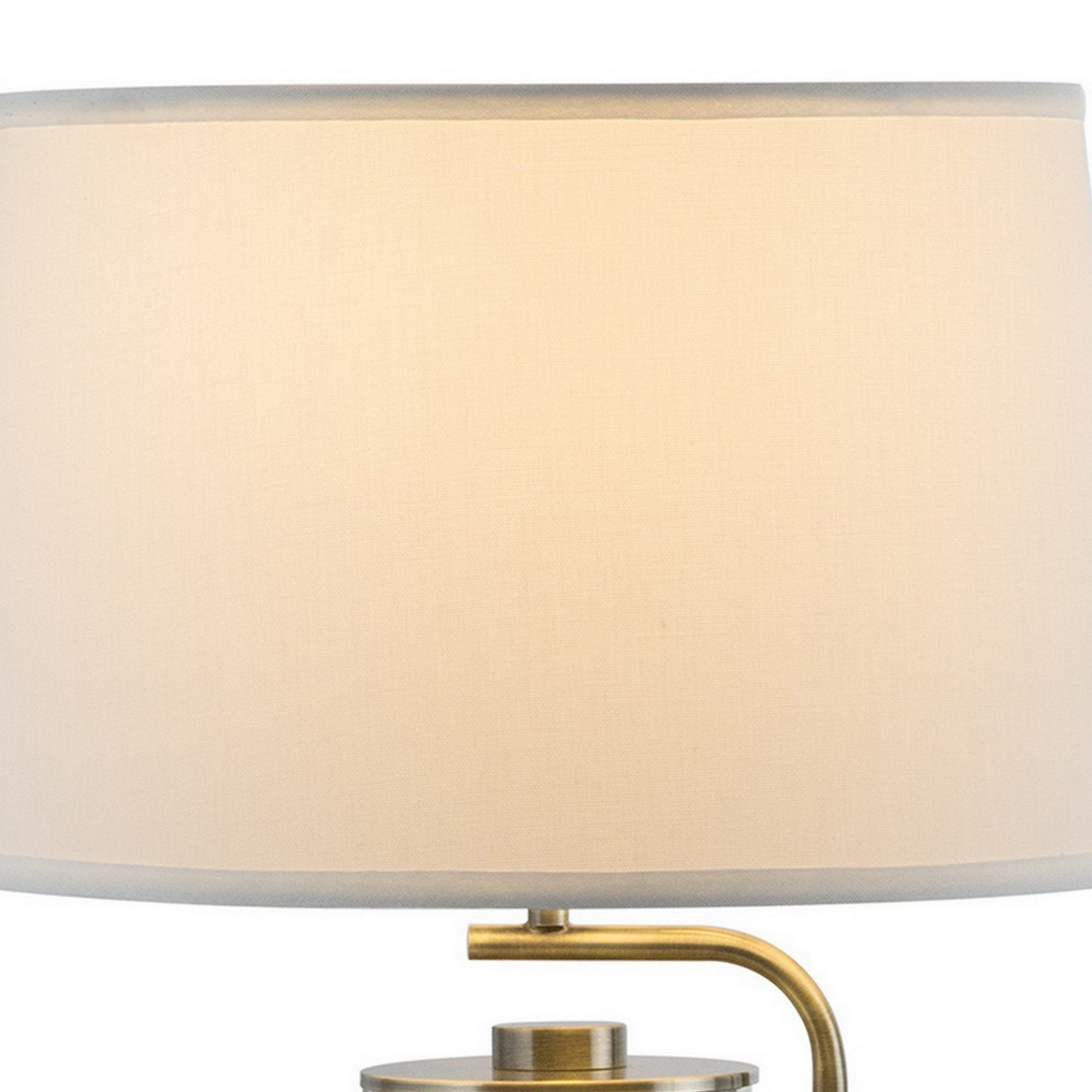 29 Inch Table Lamp With LED Night Light Stand, Glass, Antique Brass -Saltoro Sherpi