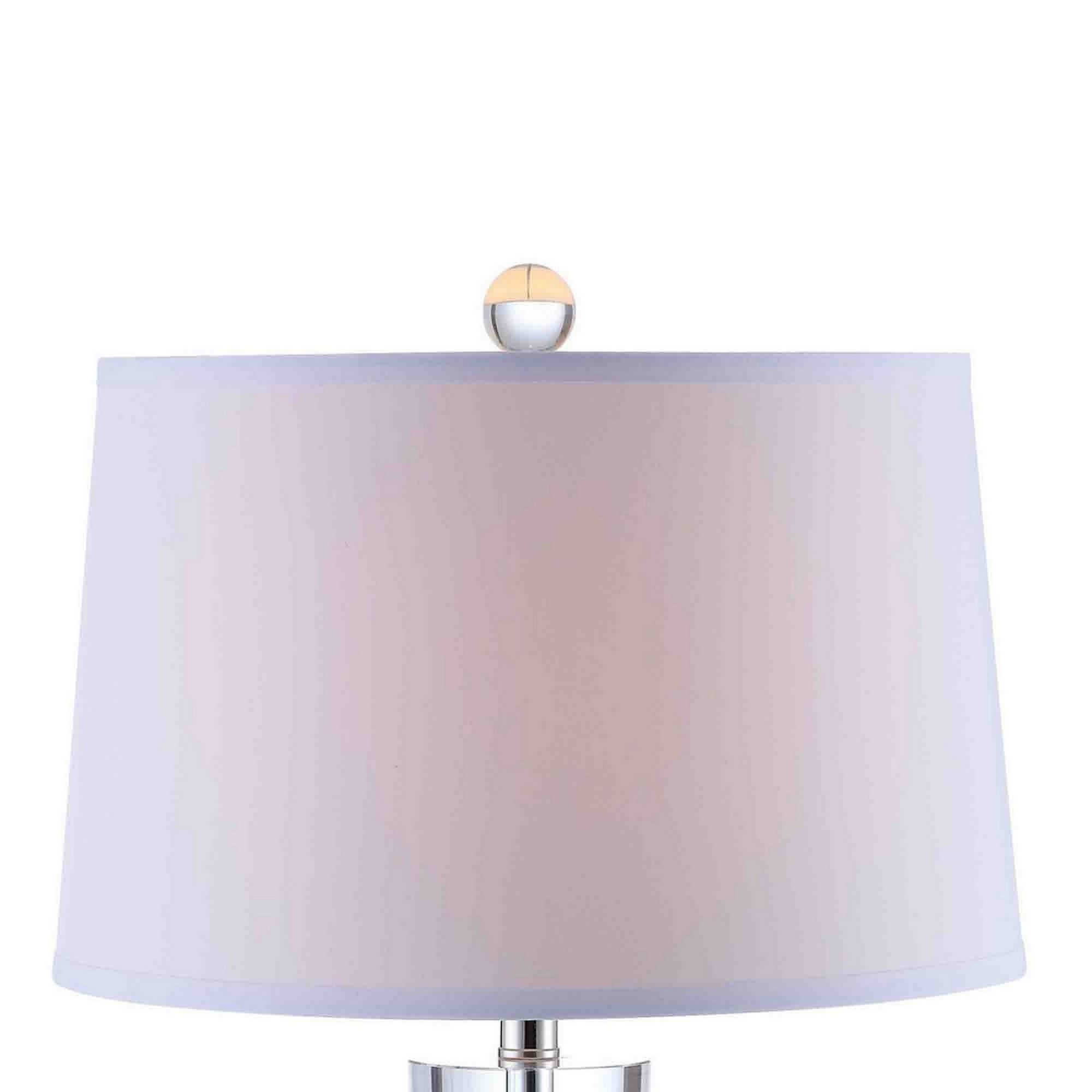 27 Inch Table Lamp With Glass Stand, Empire Shade, Metal, Clear Finish -Saltoro Sherpi