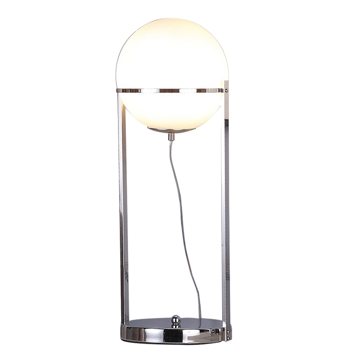 Jim 22 Inch Table Lamp, LED Light, Metal Body, Modern Globe Shade, Silver -Saltoro Sherpi