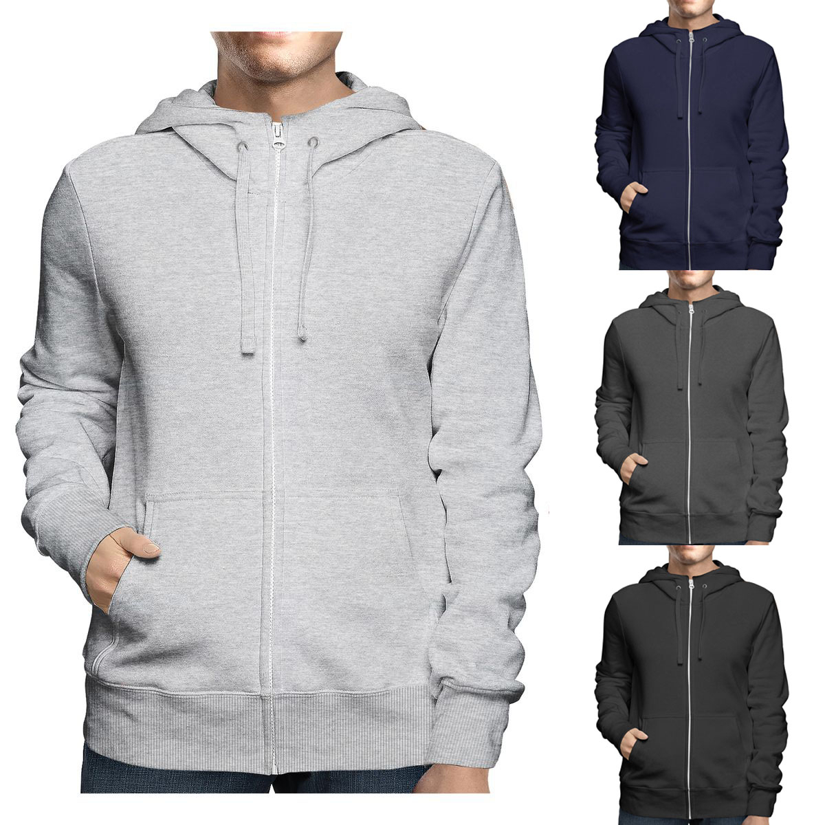 Multi-Pack: Men's Premium Soft Cozy Full Zip-Up Fleece Lined Hoodie Sweatshirt - 2-pack, Xx-large