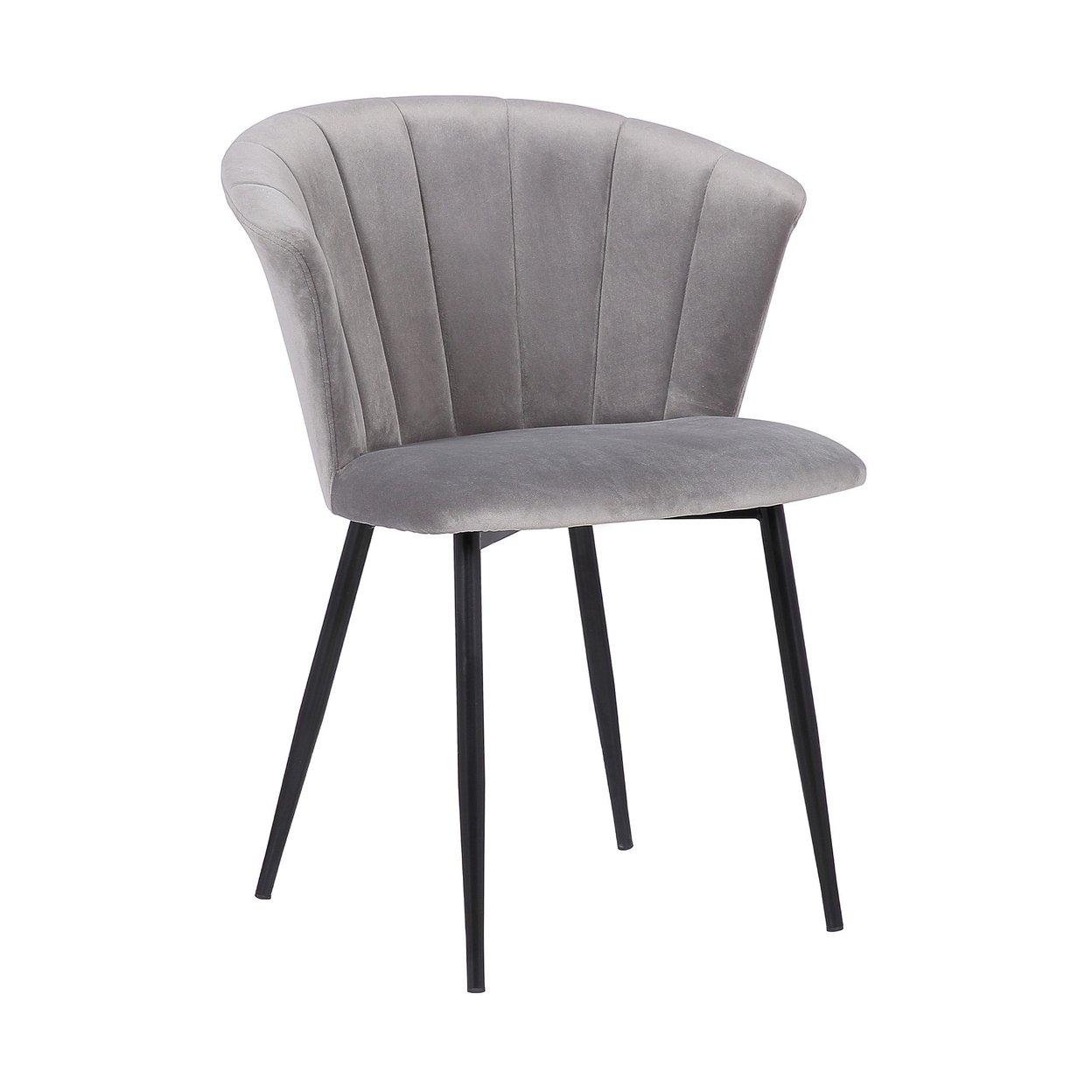 20 Inch Contemporary Velvet Dining Chair With Metal Legs, Gray- Saltoro Sherpi