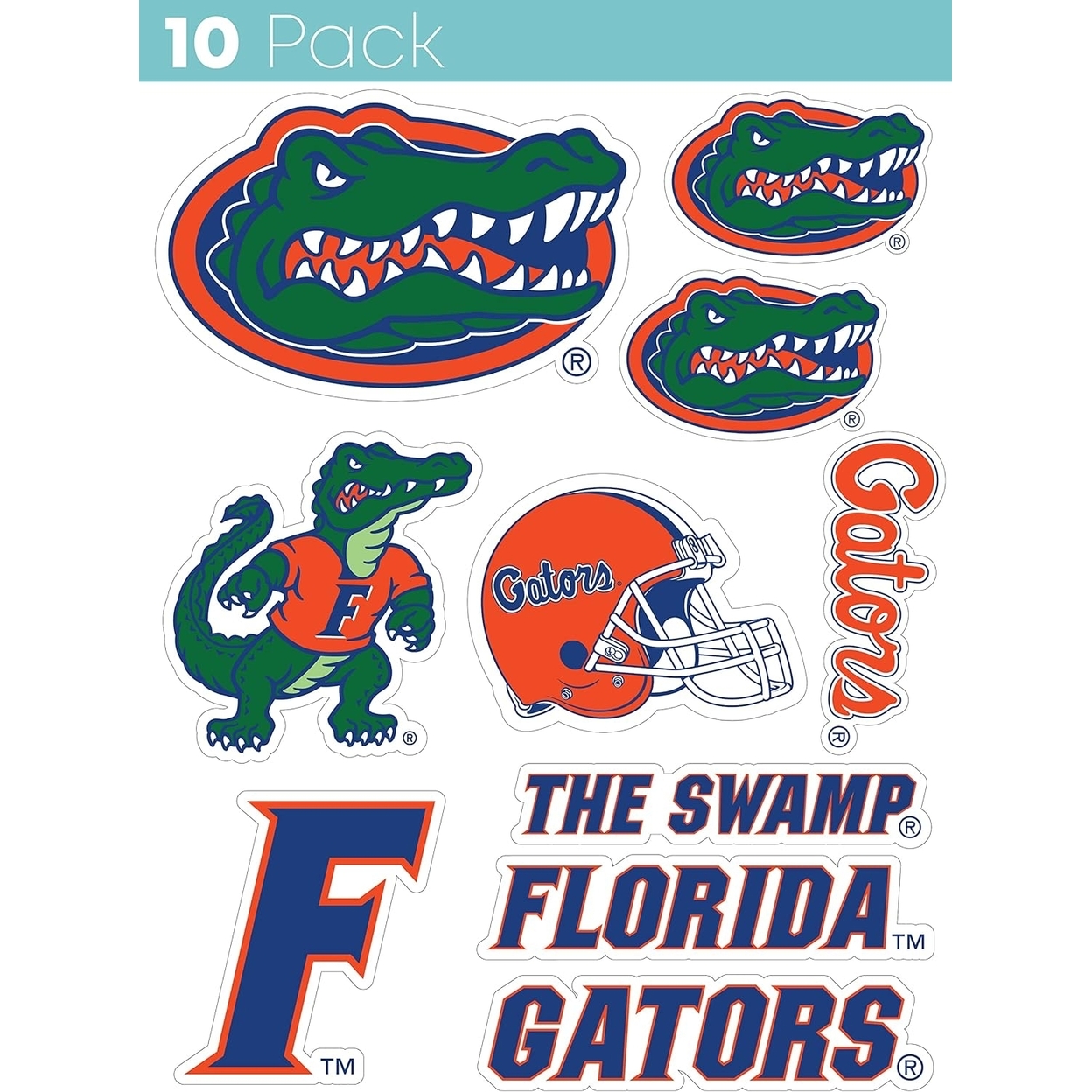 Florida Gators 10 Pack Collegiate Vinyl Decal Sticker