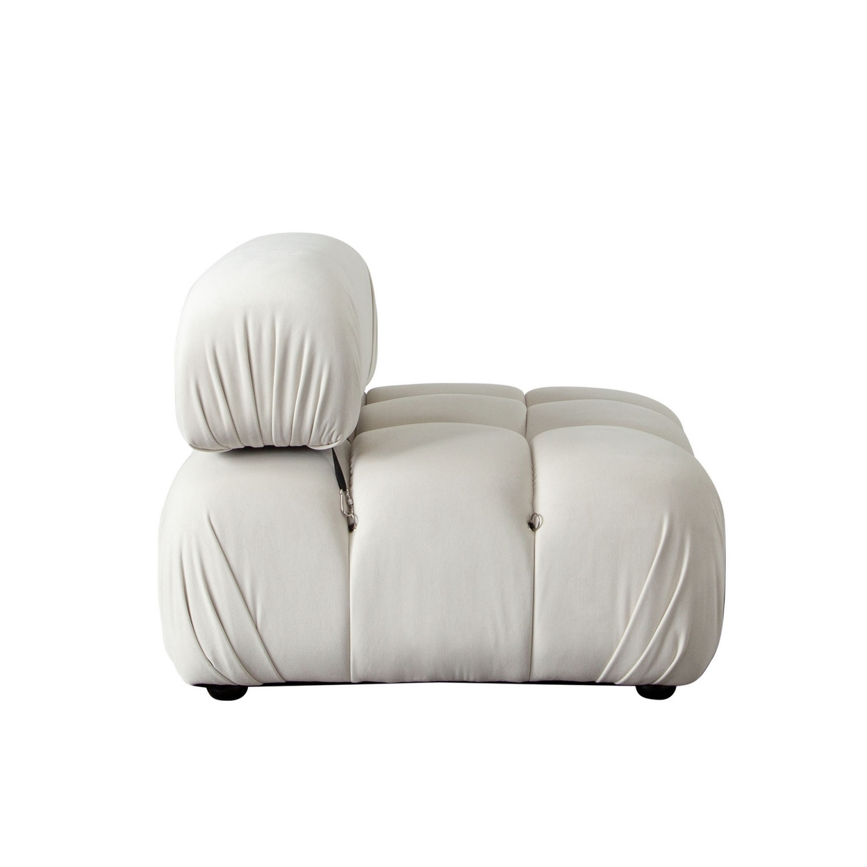 Nod 37 Inch Armless Chair, Cushioned Seating, Square Tufting, White, Black- Saltoro Sherpi