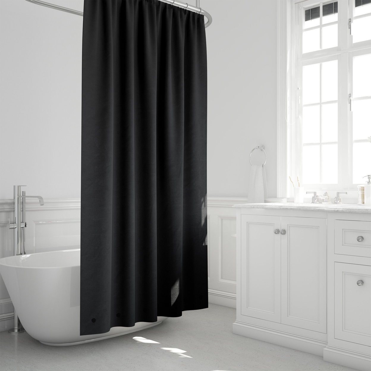 Lightweight Magnetic Mildew Water Soap Scum Resistant Solid Plastic-Vinyl Shower Curtain Liners - Black