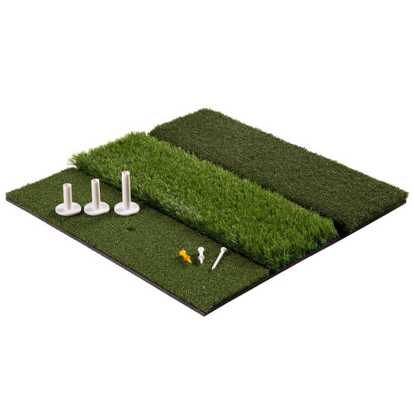 3-Level Golf Mat - 24x24 Chipping Mat With Fairway, Rough, And Driving Turf