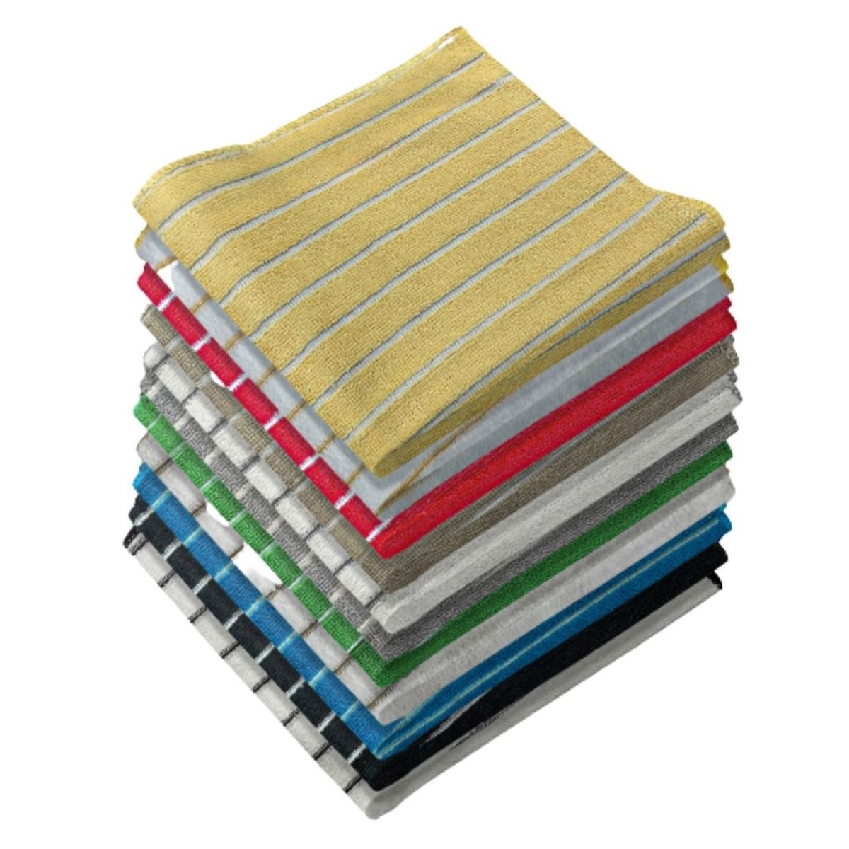 Multi-Pack: Ultra-Absorbent Multi Use Cleaning Super Soft Microfiber Dish Utility Rag Cloths - Striped, 12-pack