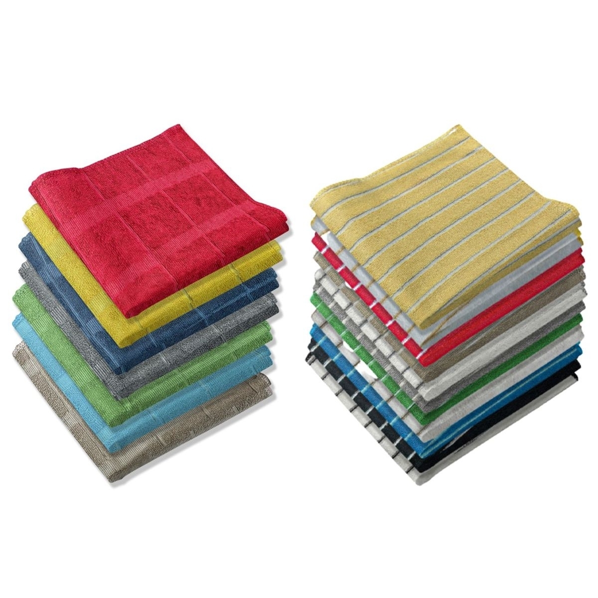 10-Pack: Ultra-Absorbent Multi Use Cleaning Super Soft Microfiber Dish Utility Rag Cloths - Striped