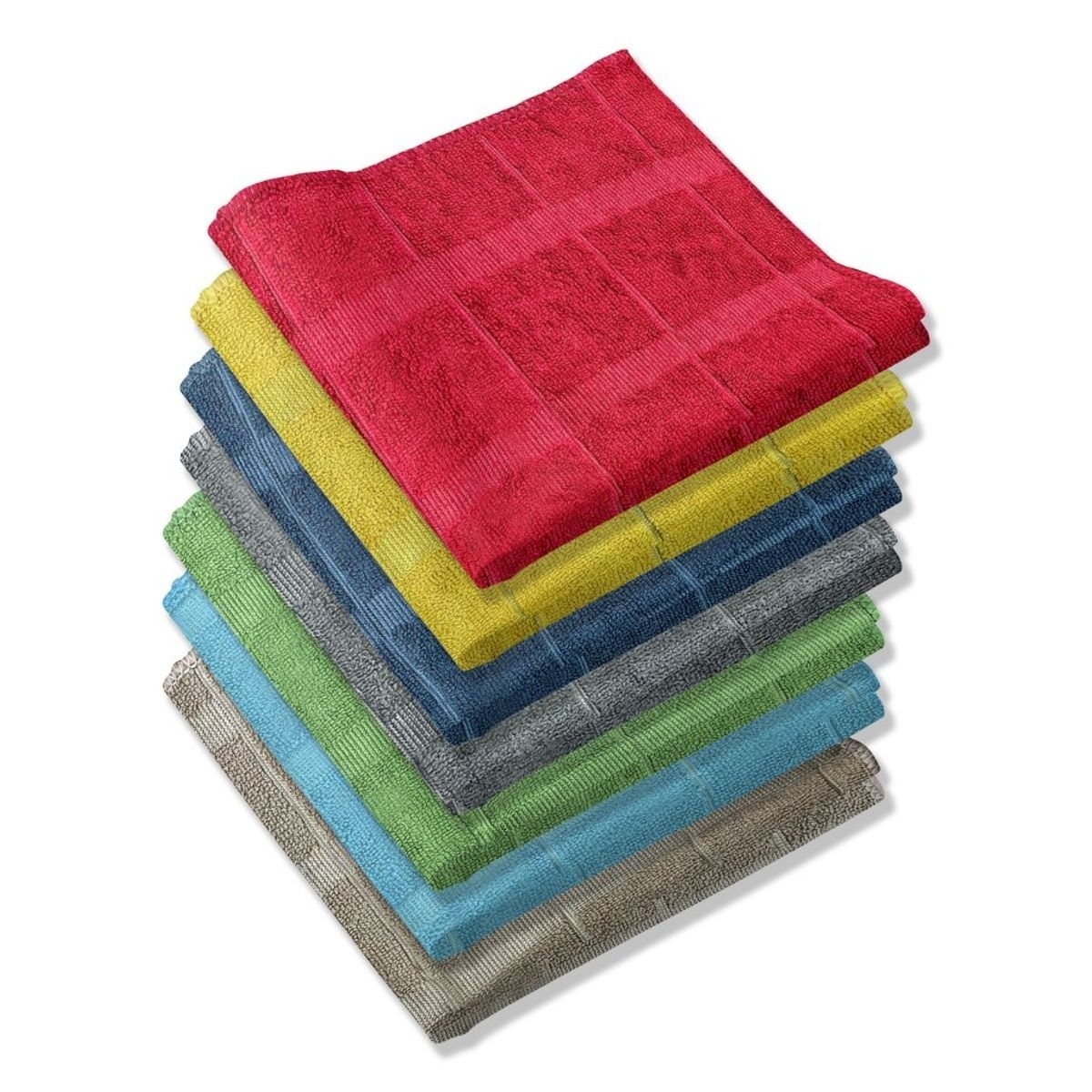 2-Pack: Ultra-Absorbent Multi Use Cleaning Super Soft Microfiber Dish Utility Rag Cloths - Red, Striped