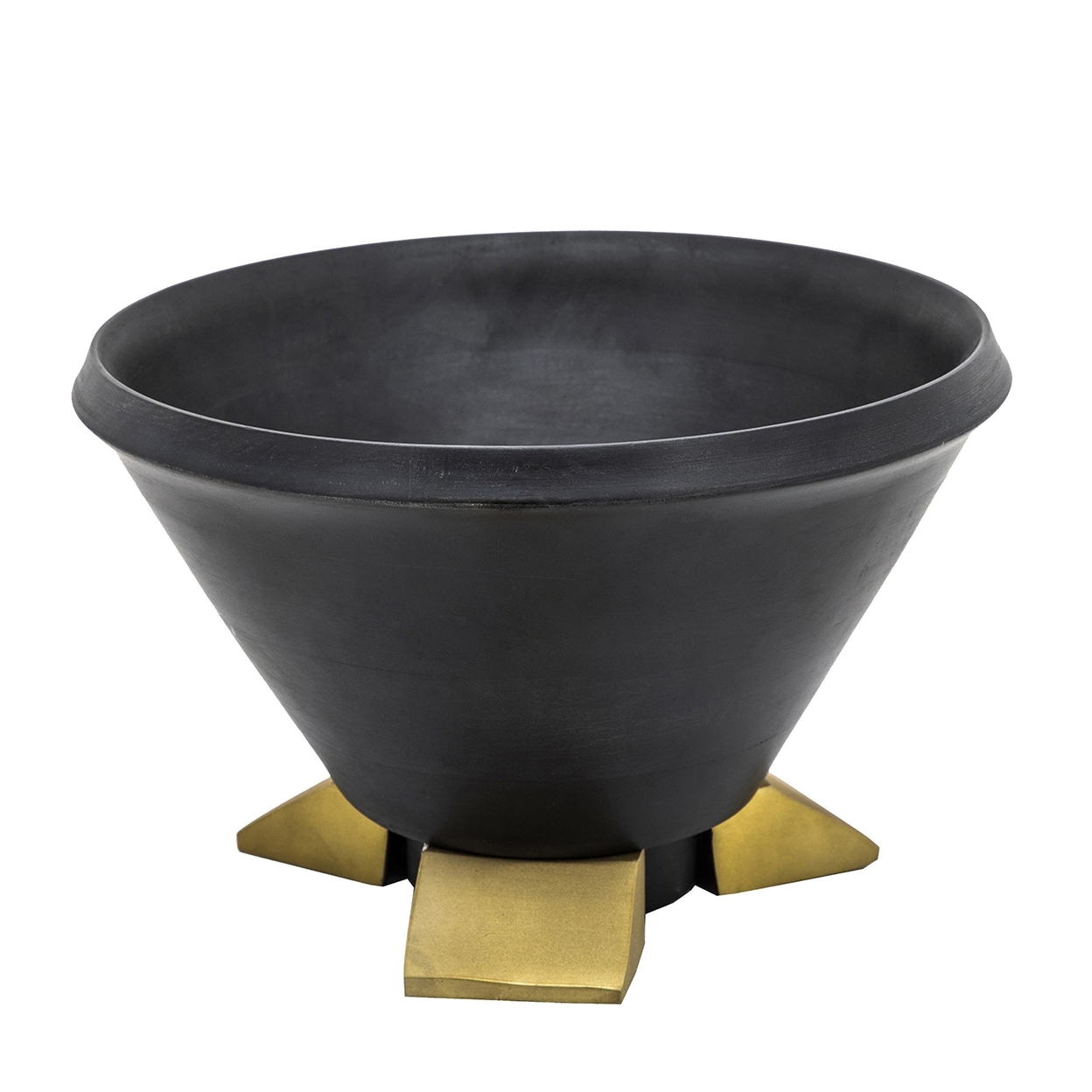 12 Inch Decorative Bowl Table Decor, Gold Metal Legs, Black Wood Bowl -Saltoro Sherpi