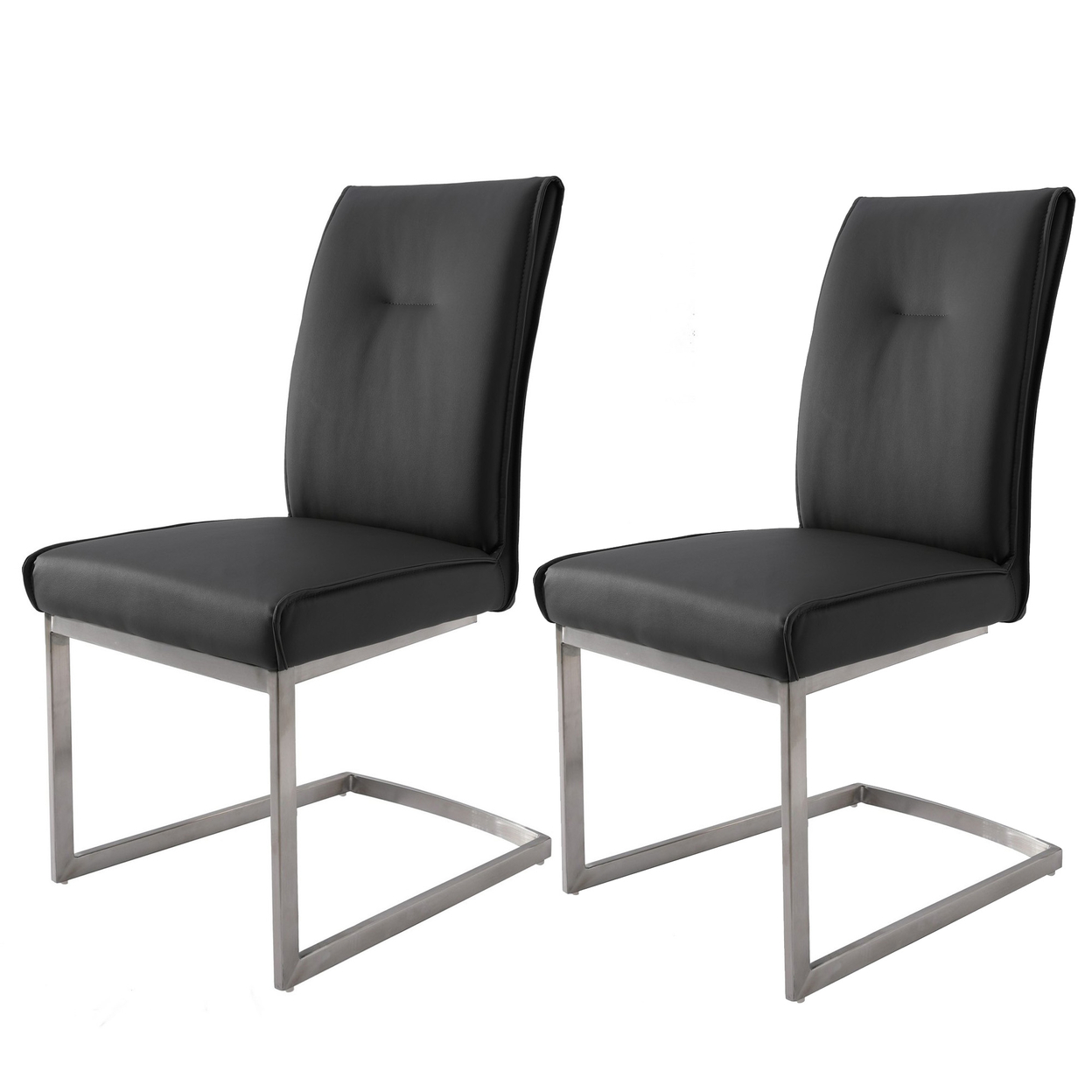Leatherette Dining Chair With Breuer Style, Set Of 2, Gray- Saltoro Sherpi