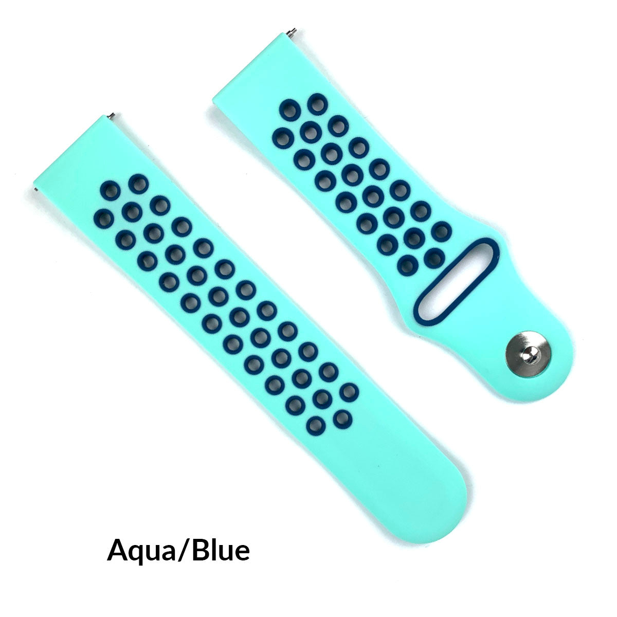 Sport Style Dual Colors Silicone Watch Bands With Quick Release Bar For Size 20mm 22mm Replacement Bracelet - Aqua/Blue, 20 Mm