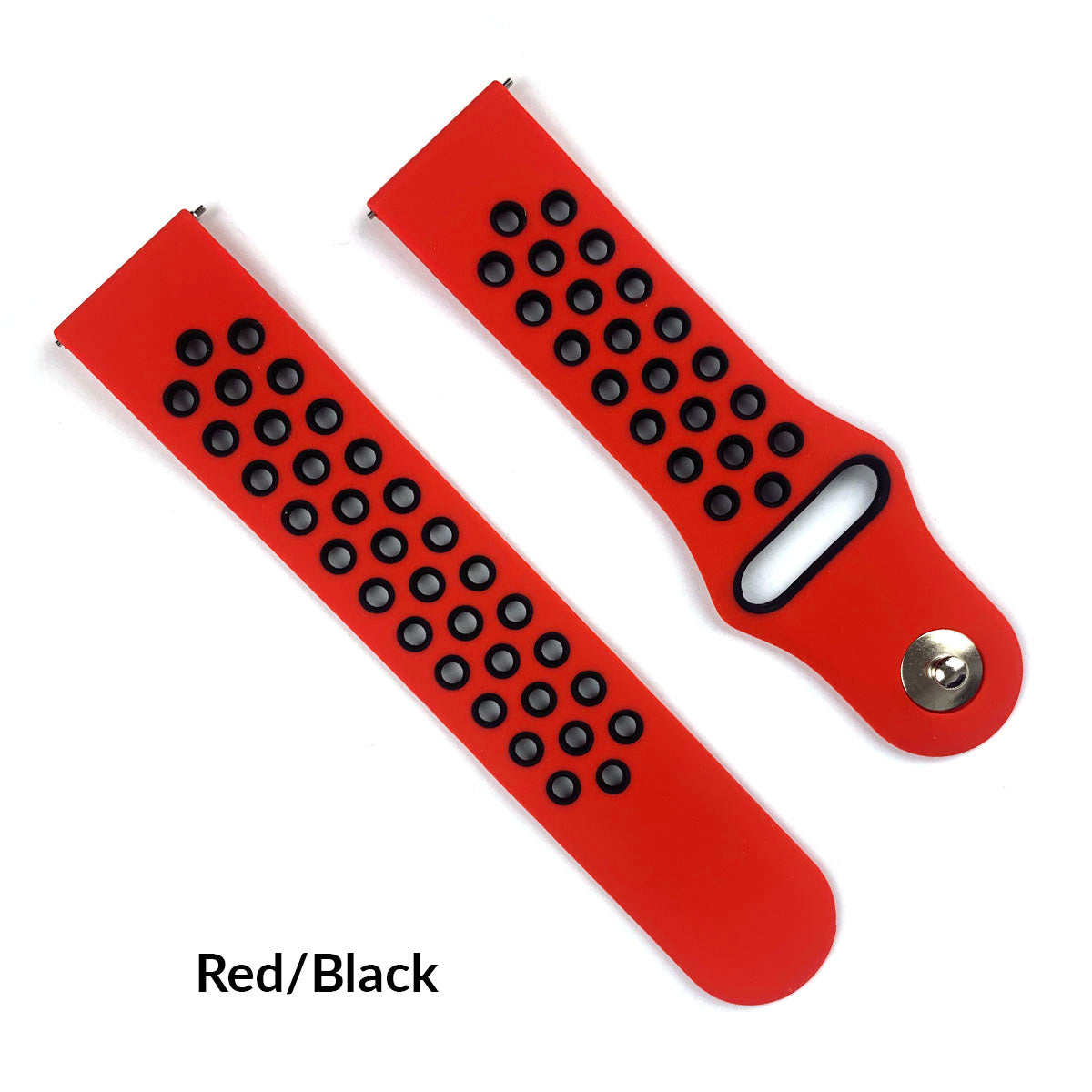 Sport Style Dual Colors Silicone Watch Bands With Quick Release Bar For Size 20mm 22mm Replacement Bracelet - Red/Black, 20 Mm